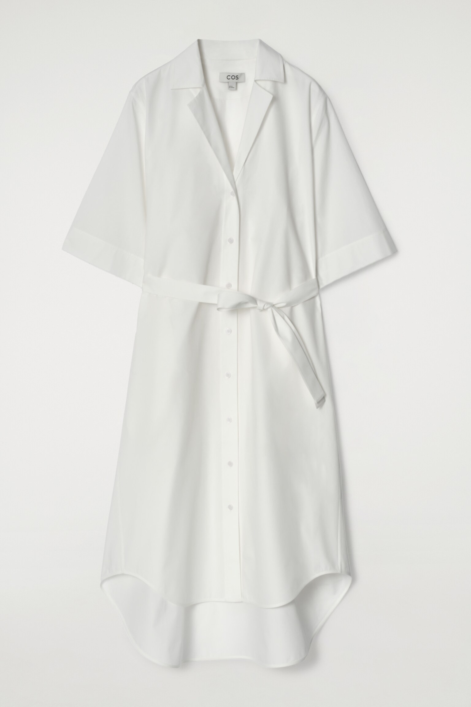 VESTIDO CAMISERO DE MANGA CORTA CON CINTURÓN - BLANCO/AZUL MARINO - 2