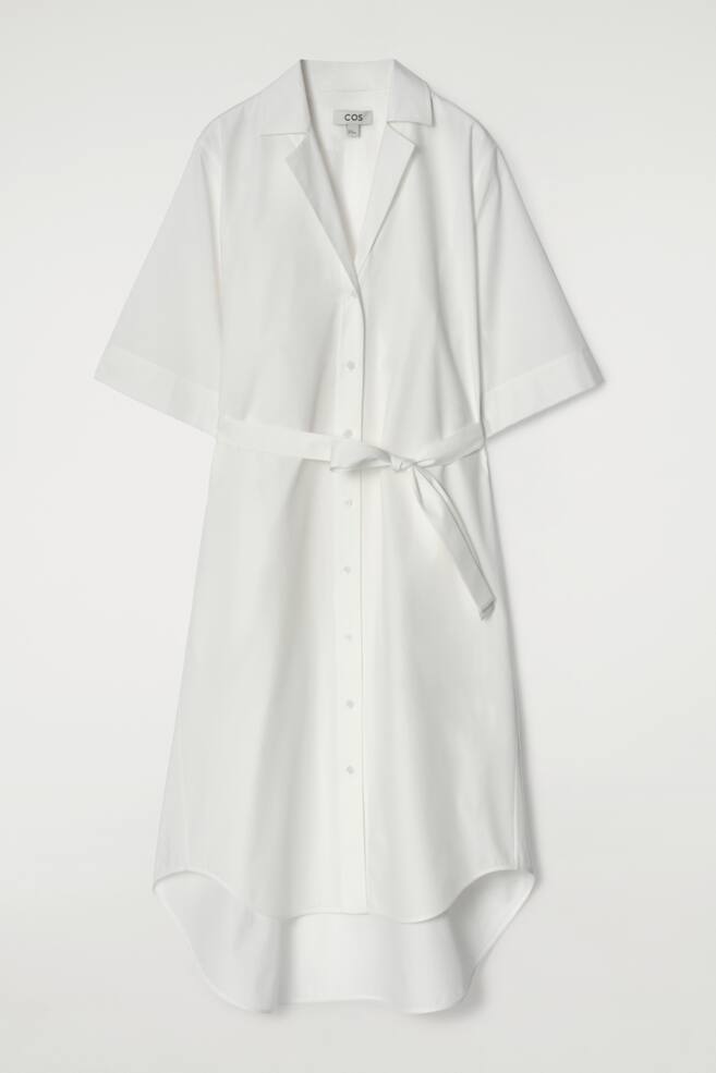 ROBE-CHEMISE CEINTURÉE À MANCHES COURTES - BLANC - 1