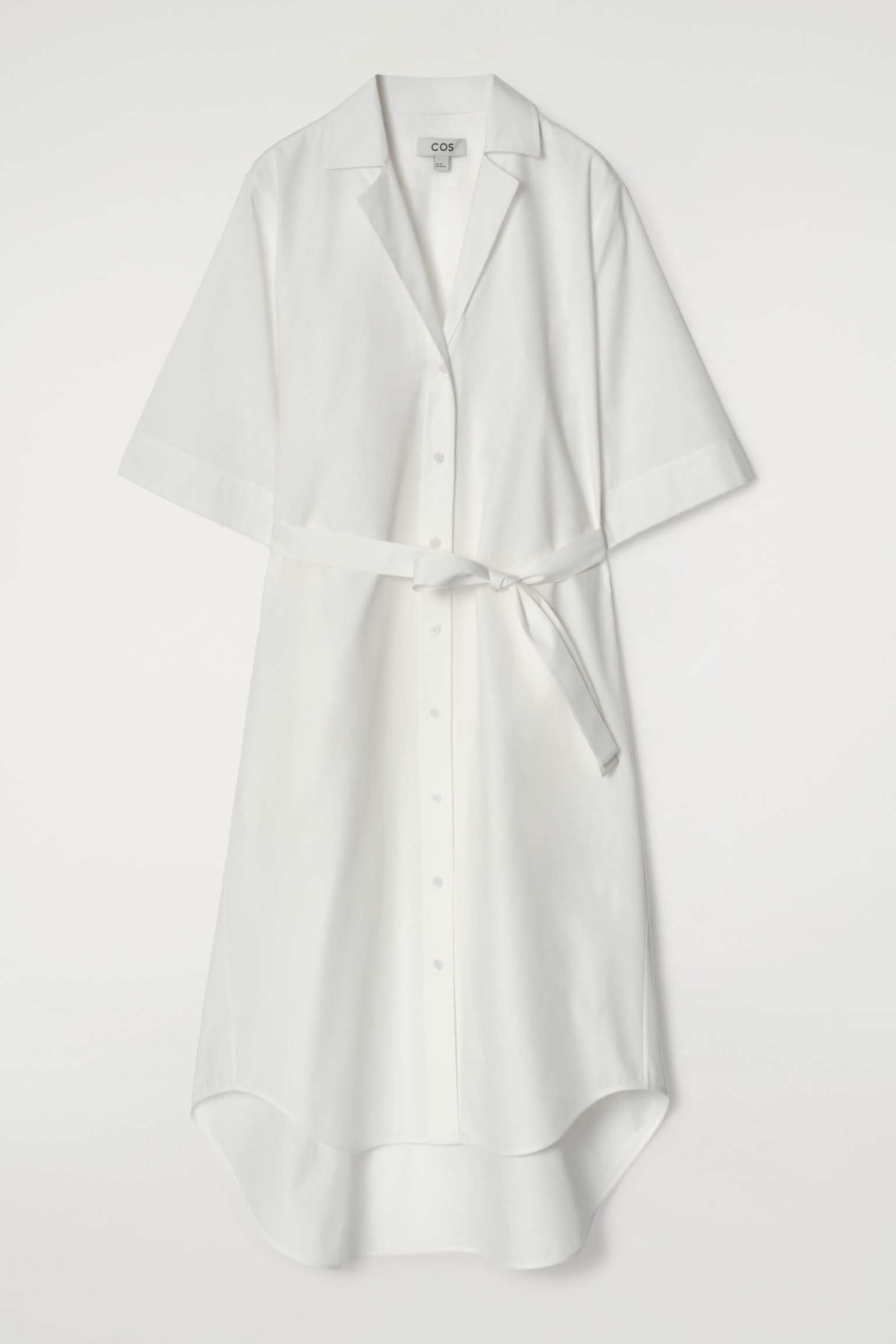 CHEMISIER MIDI A MANICHE CORTE CON CINTURA - BIANCO/BLU NAVY - 2