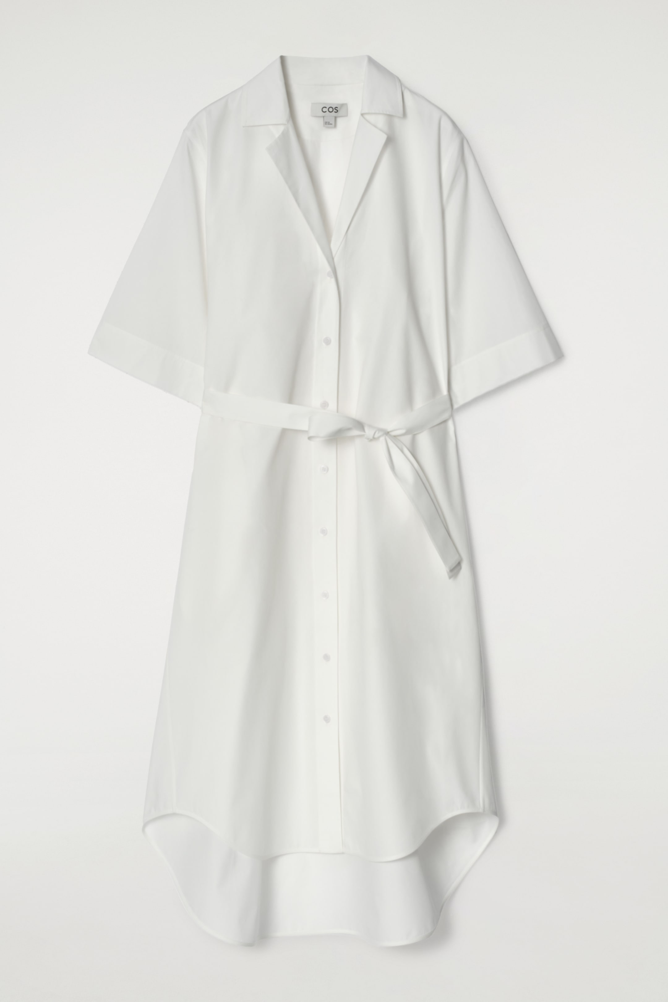 Ingrandisci l'immagine: BELTED SHORT-SLEEVED MIDI SHIRT DRESS - WHITE - DONNA | H&M CH 7