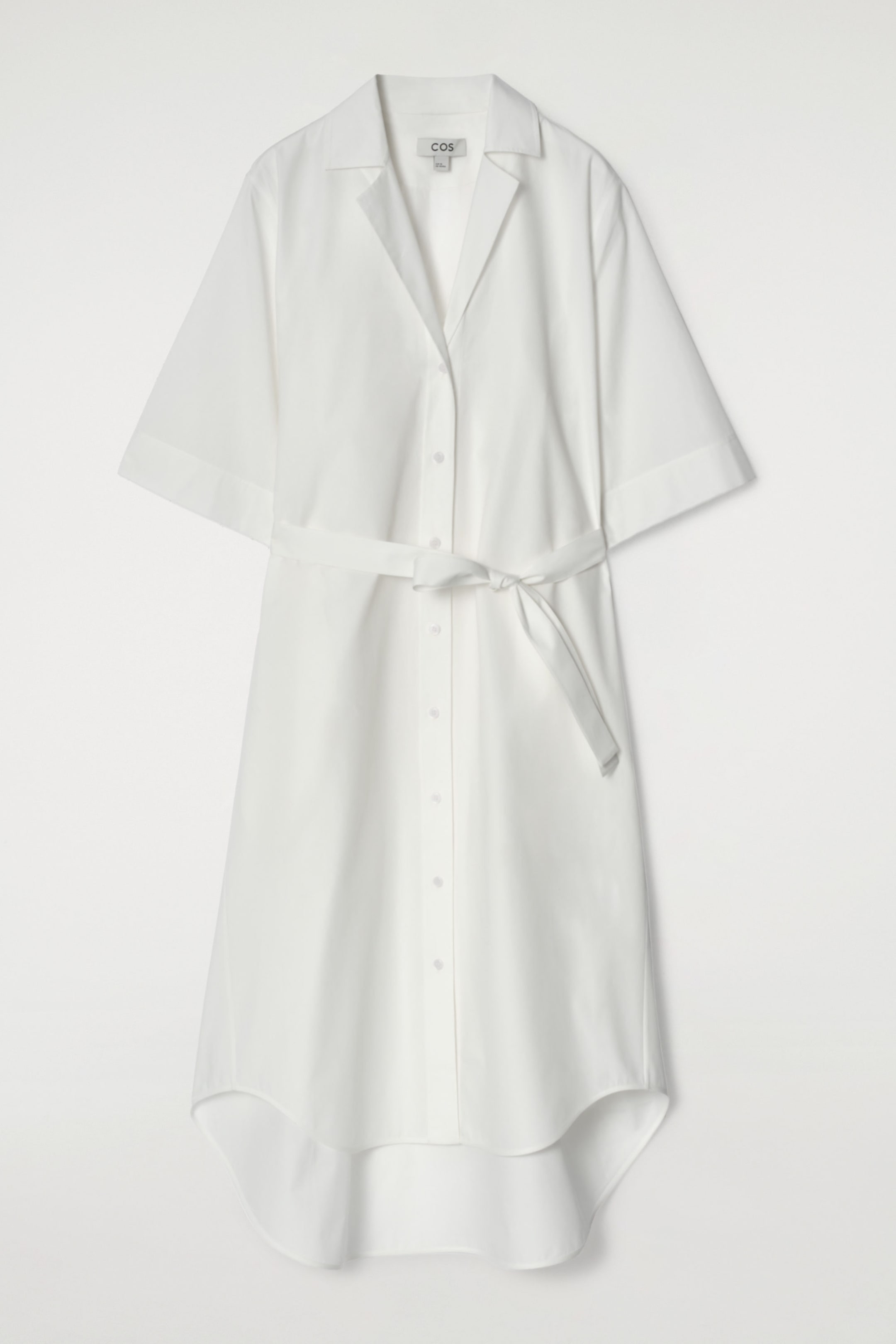 BELTED SHORT-SLEEVED MIDI SHIRT DRESS