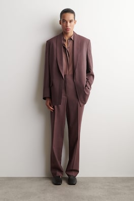 SHAWL-COLLAR WOOL BLAZER — MAHOGANY 2