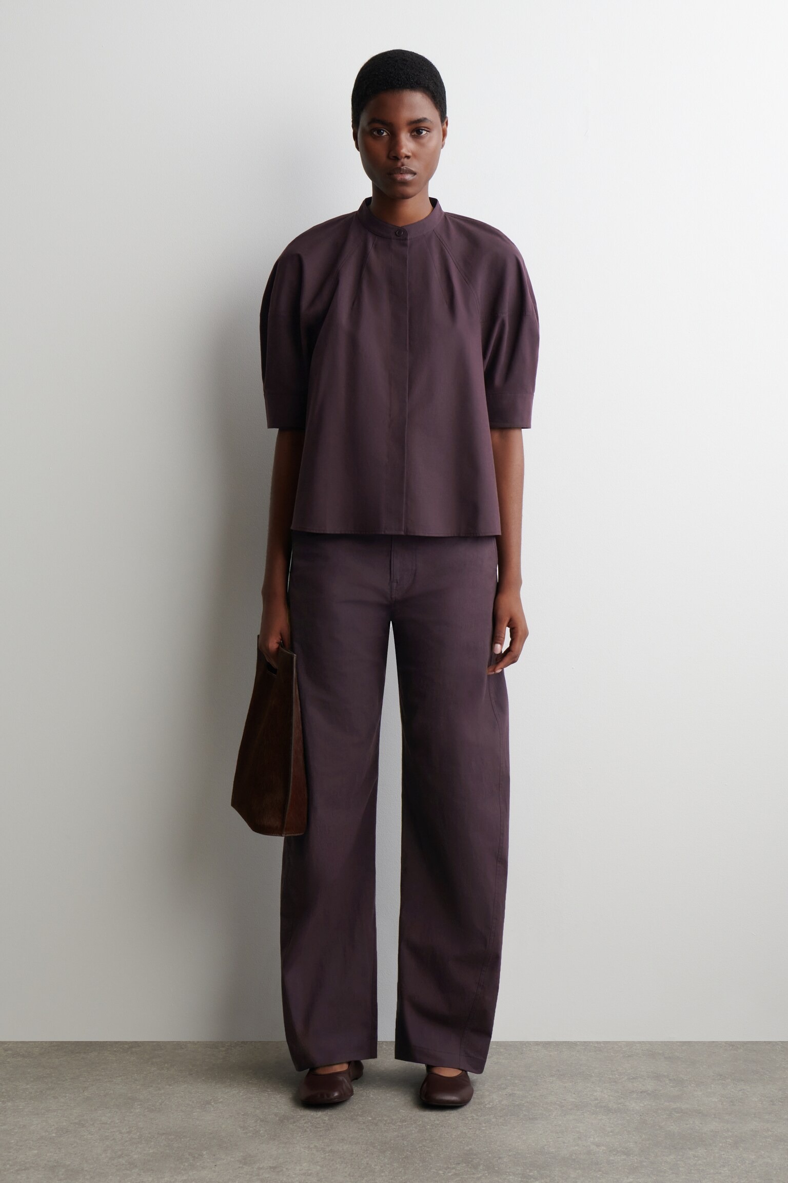 מכנסי חבית כותנה - סגול - 1