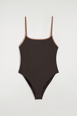 CONTRAST-TRIMMED SWIMSUIT — BROWN / TERRACOTTA 6