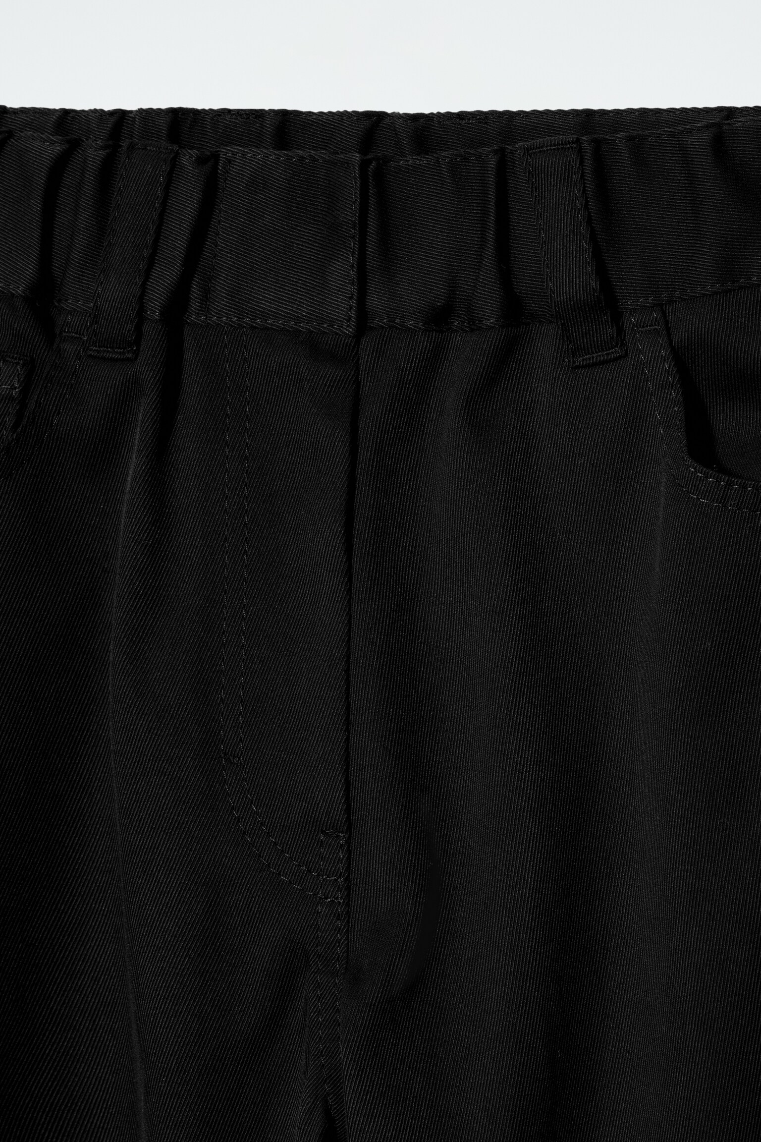 WIDE-LEG COTTON TROUSERS - BLACK/LIGHT BEIGE - 6