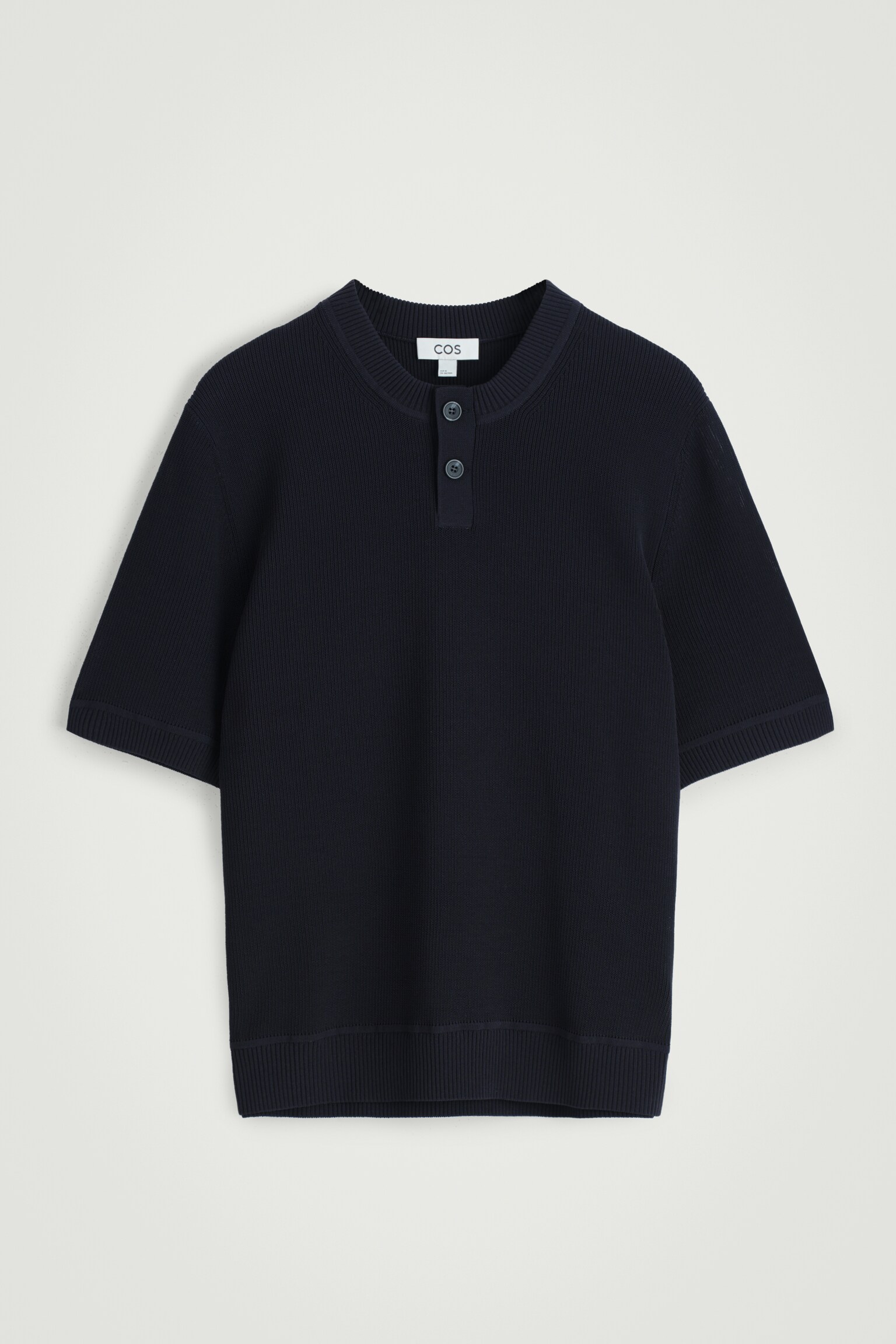 CAMISETA CON BOTONES EN PUNTO DE ALGODÓN - AZUL MARINO/BLANCO - 2