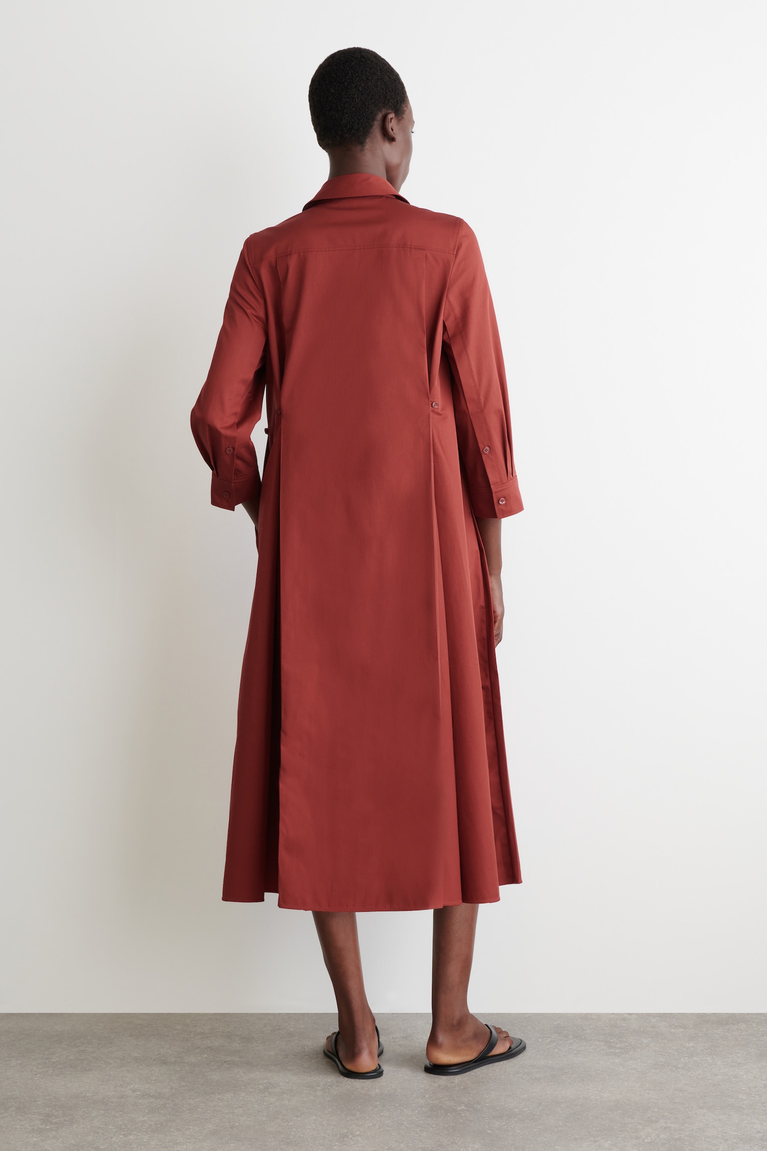 ROBE-CHEMISE LONGUE VOLUMINEUSE - ROUILLE/BLEU MARINE - 7