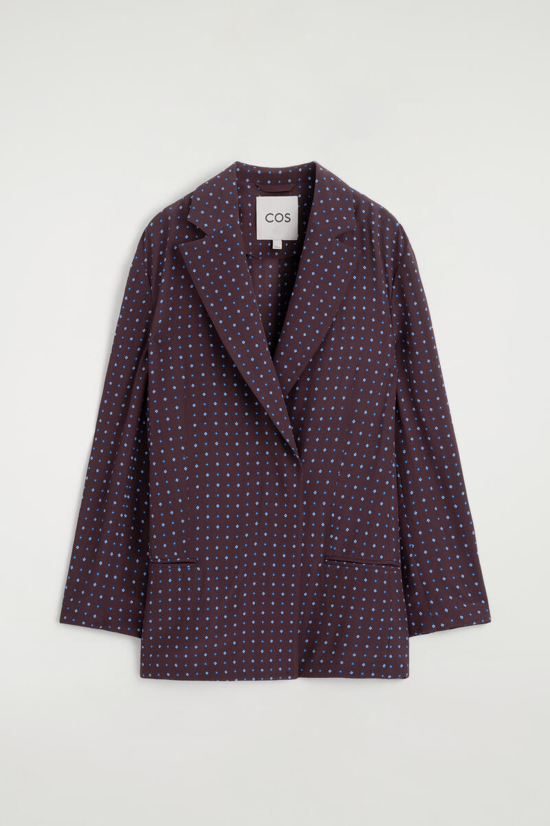 Diamond-Print Double-Breasted Blazer