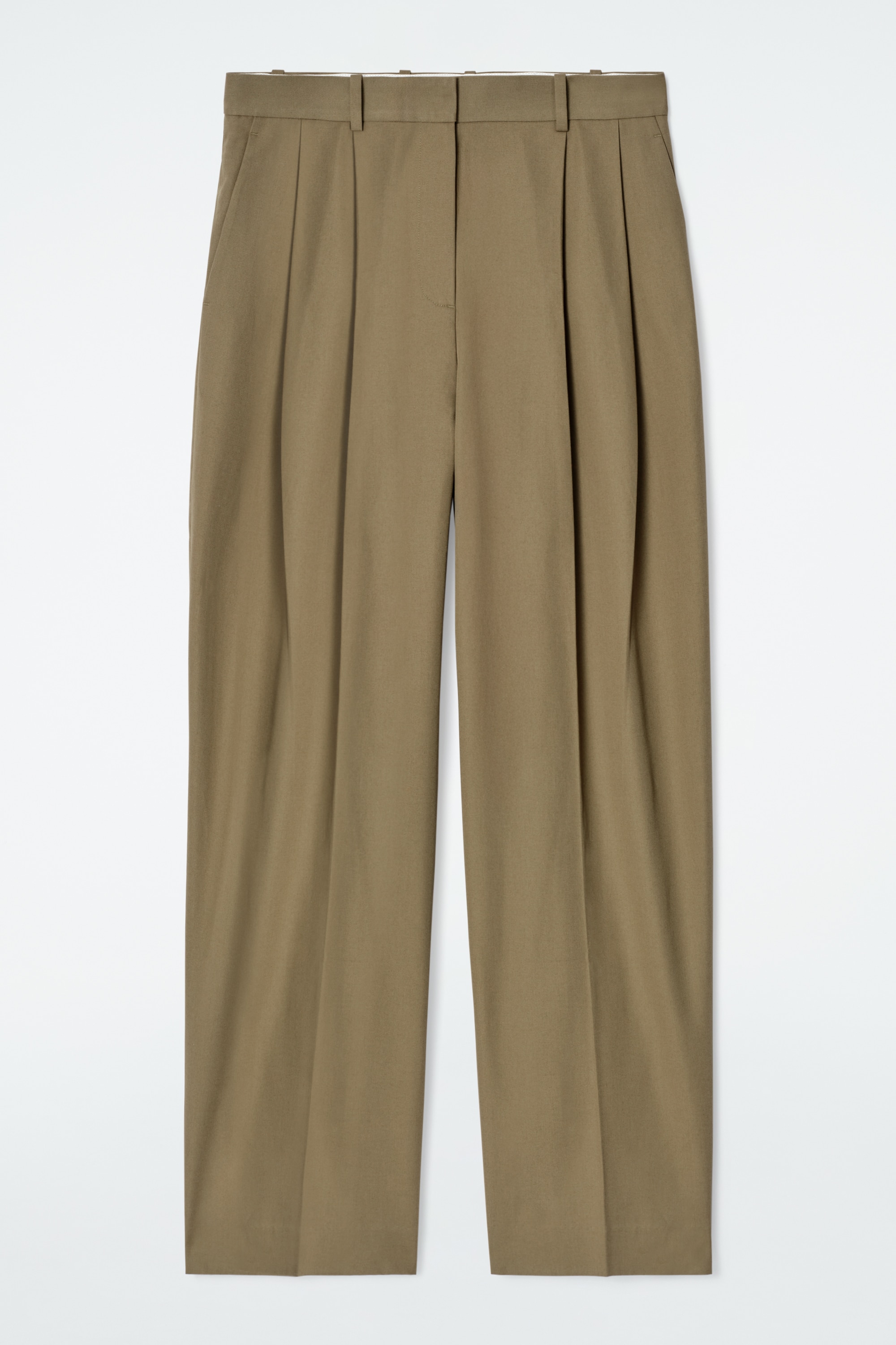 Volné kalhoty z bavlněného širokého střihu - KHAKI/TMAVĚ MODRÁ