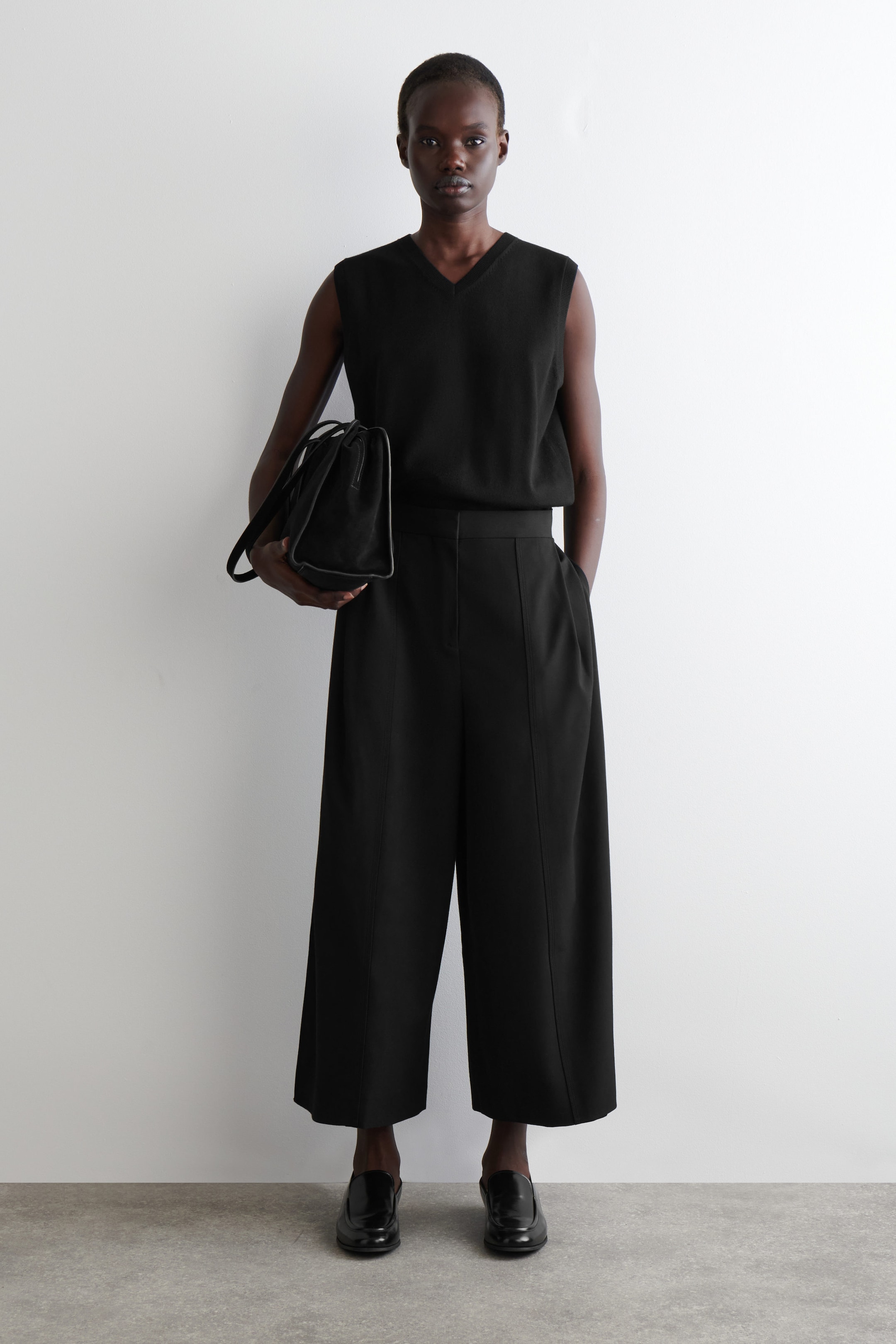 PLEATED MERINO WOOL BLEND CULOTTES