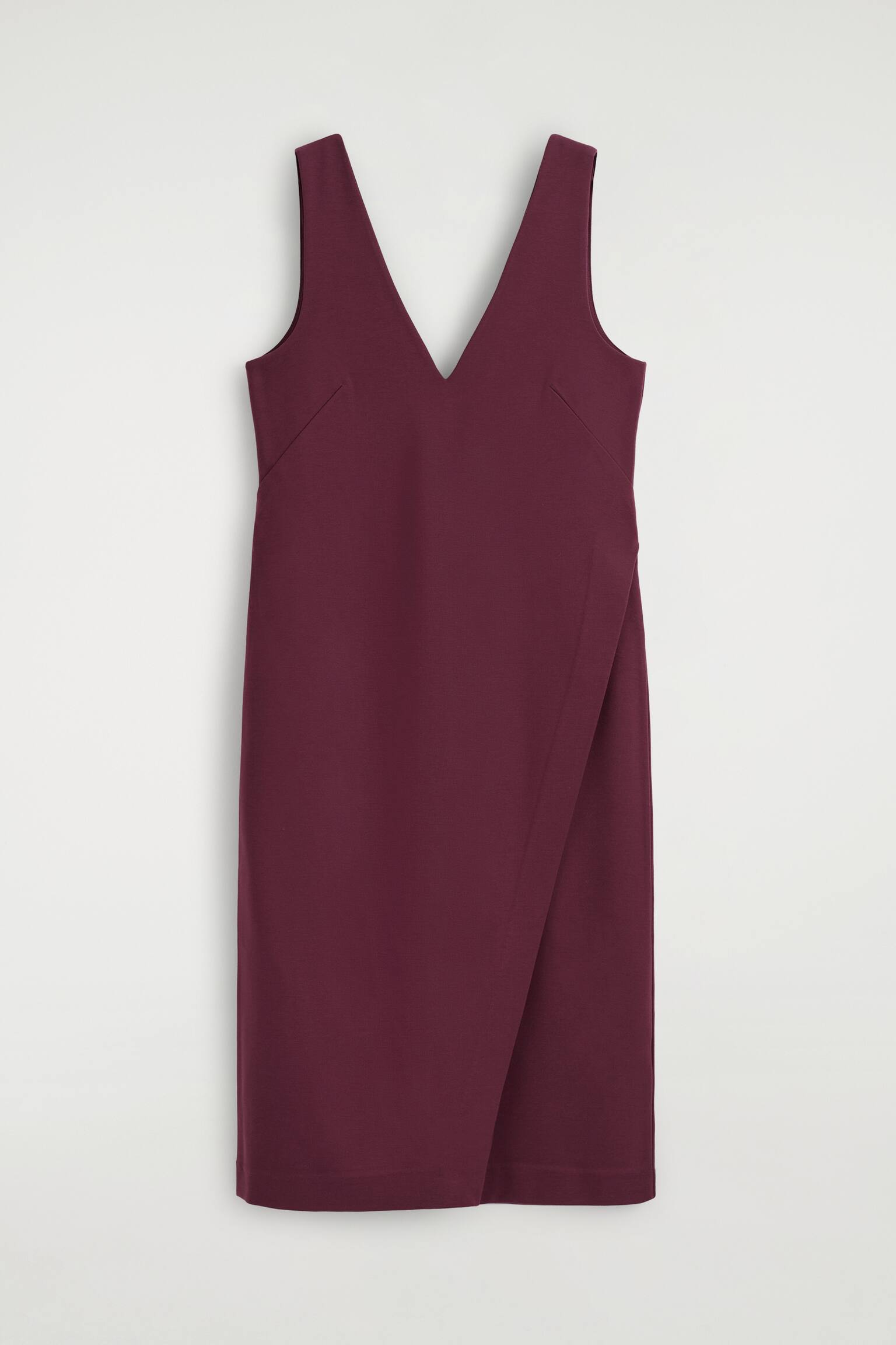 ROBE MIDI PORTEFEUILLE À ENCOLURE EN V - ROUGE PROFOND/NOIR - 2