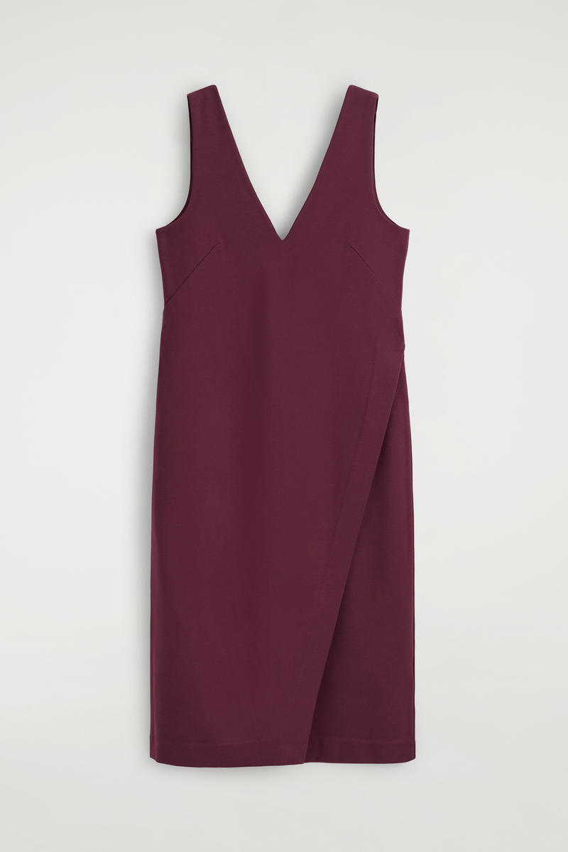 Cos V-neck Wrapped Midi Dress In Brown