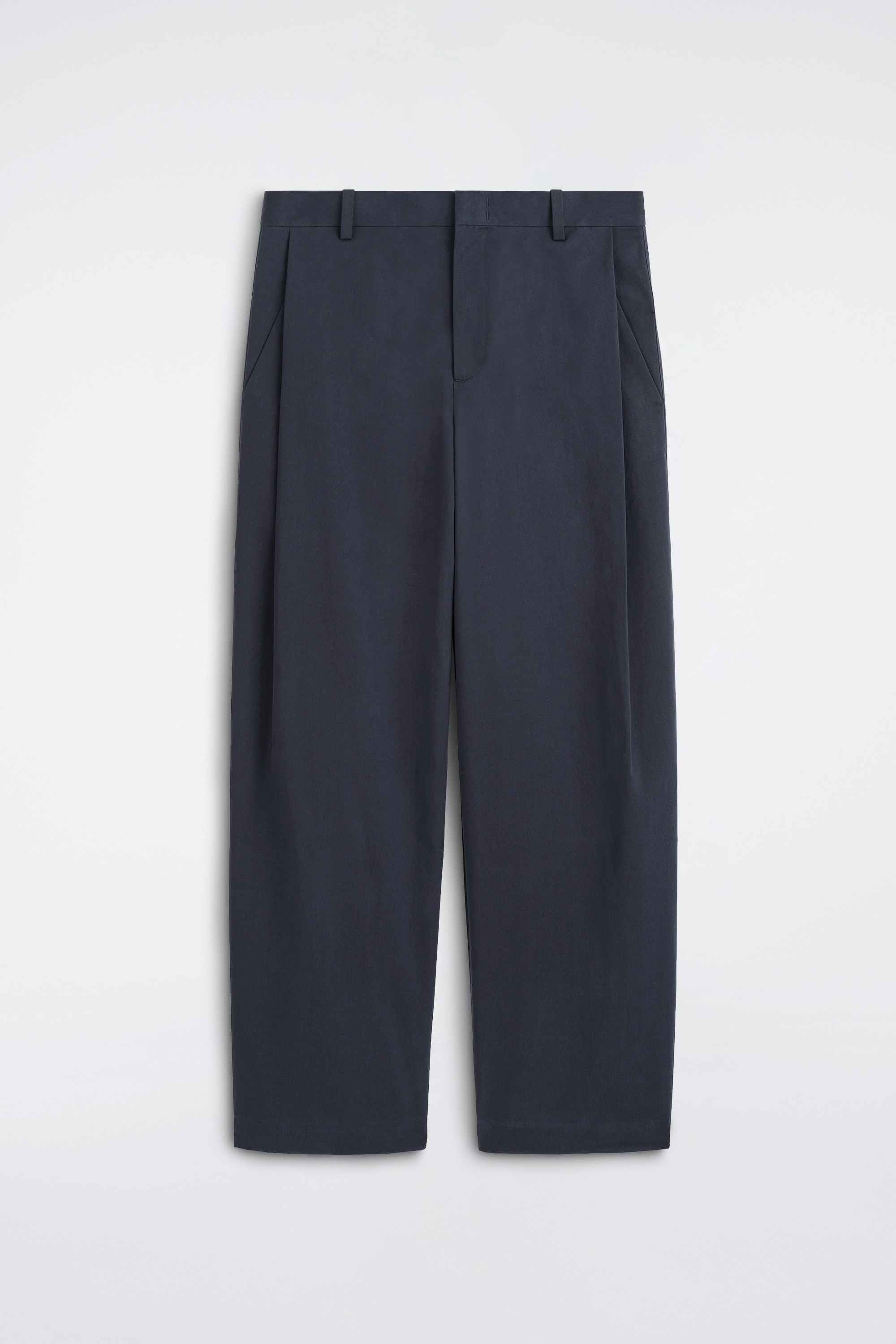 PANTALON À PLIS LARGE EN COTON - BLEU FONCÉ/NOIR/NOIR