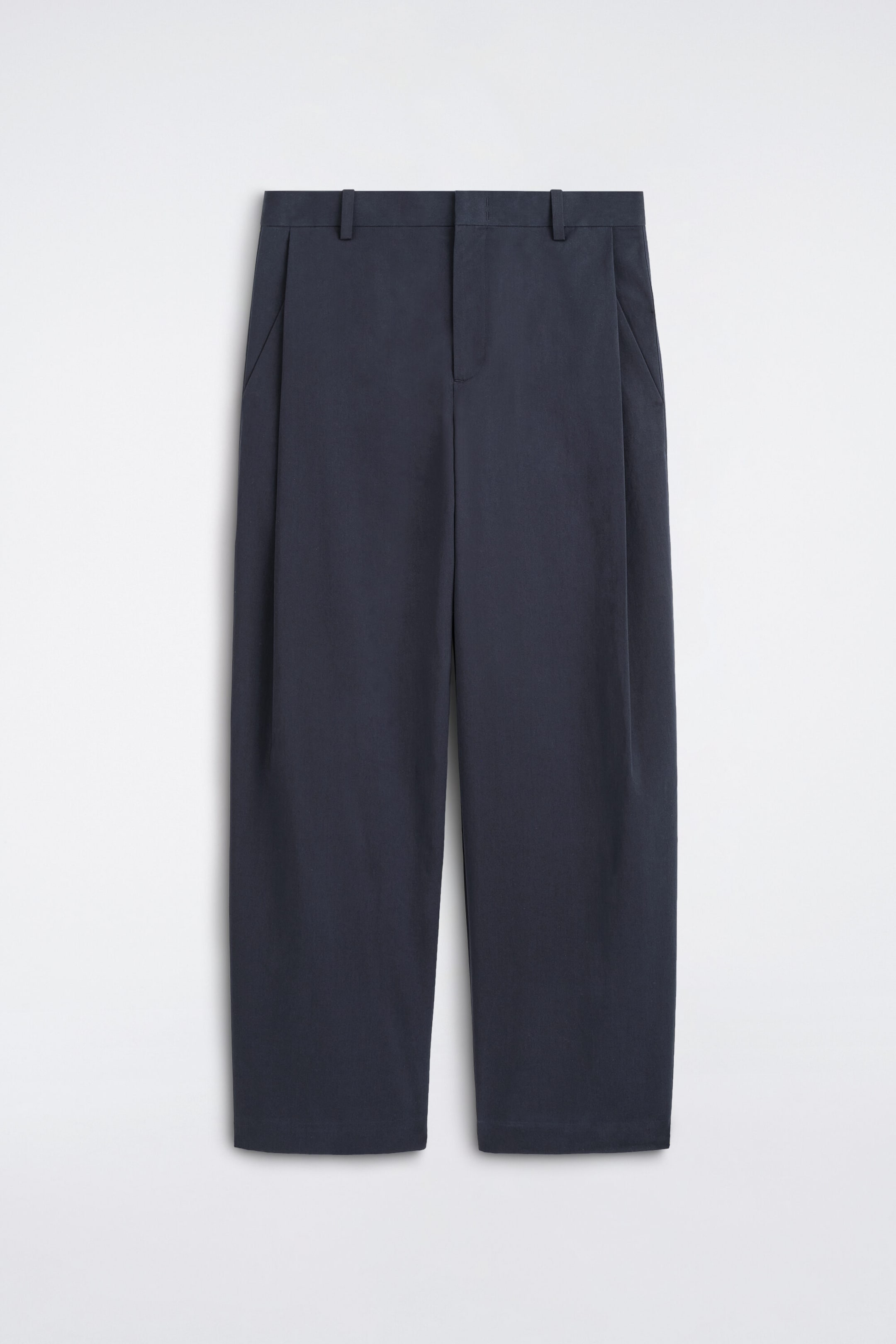 PLEATED COTTON RELAXED-FIT WIDE-LEG TROUSERS