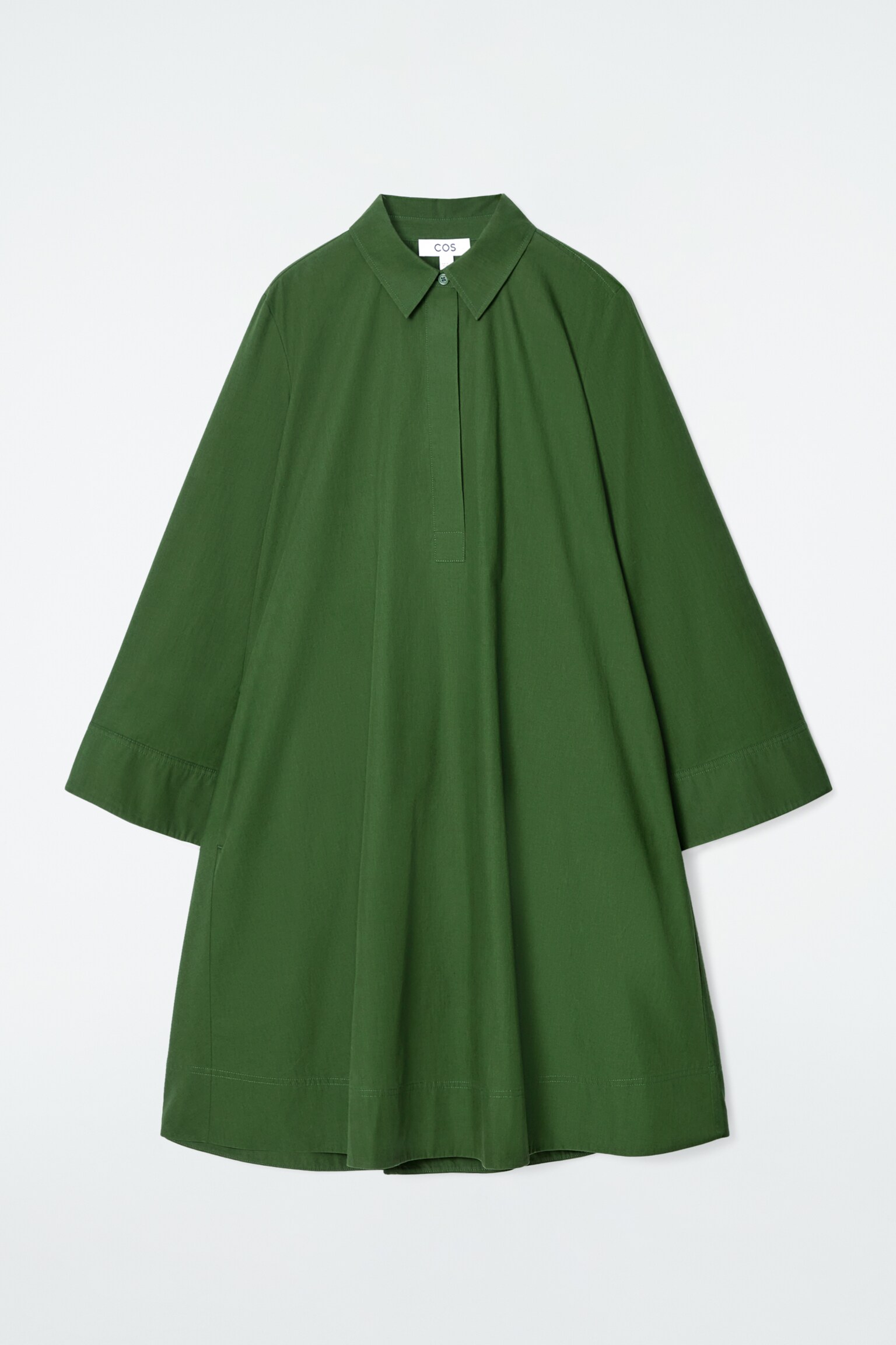 LANGÄRMLIGES HEMDKLEID IN A-LINIE - GRÜN - 2