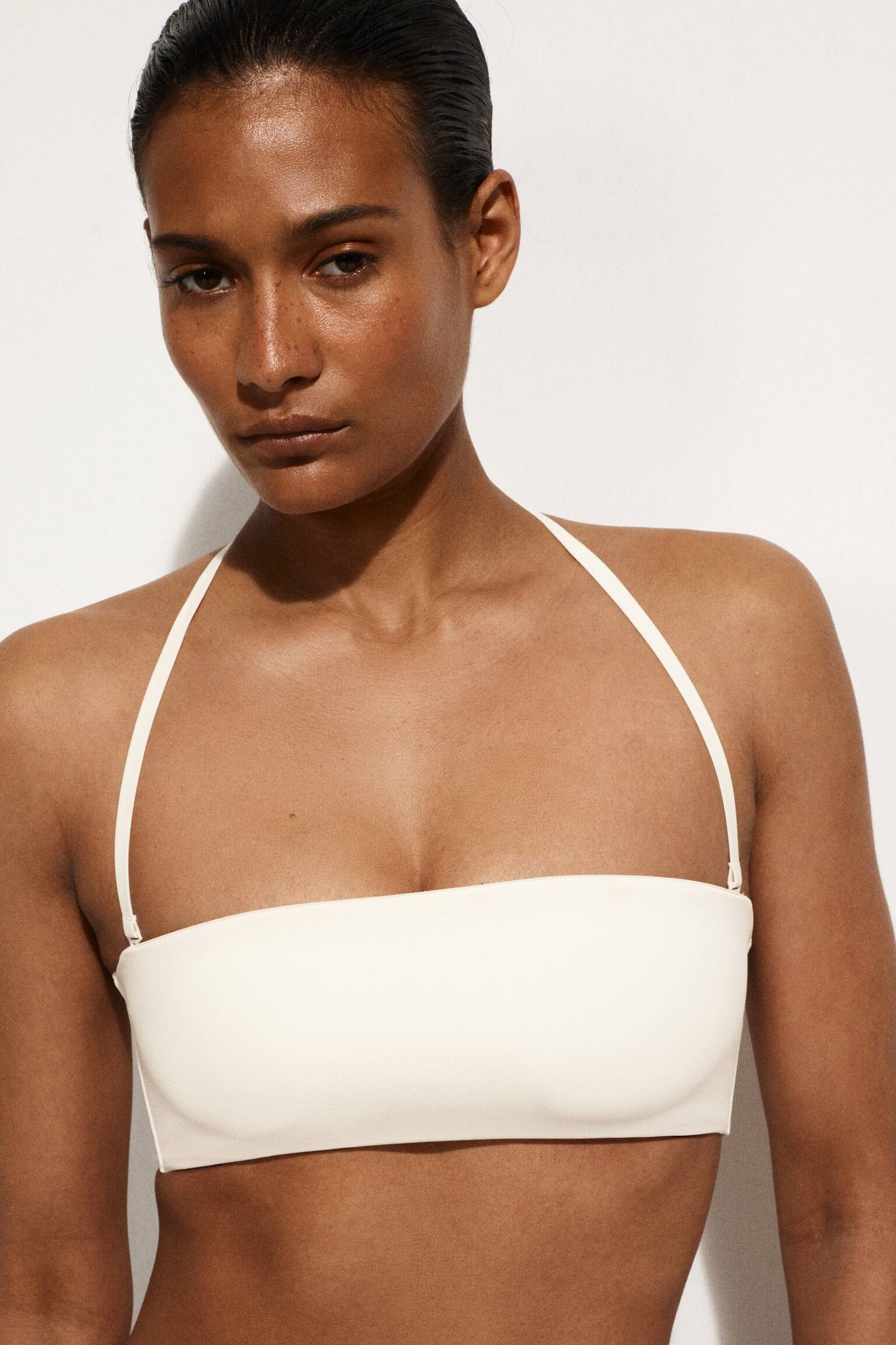 BANDEAU-BIKINIOBERTEIL - WEISS/KHAKI - 3