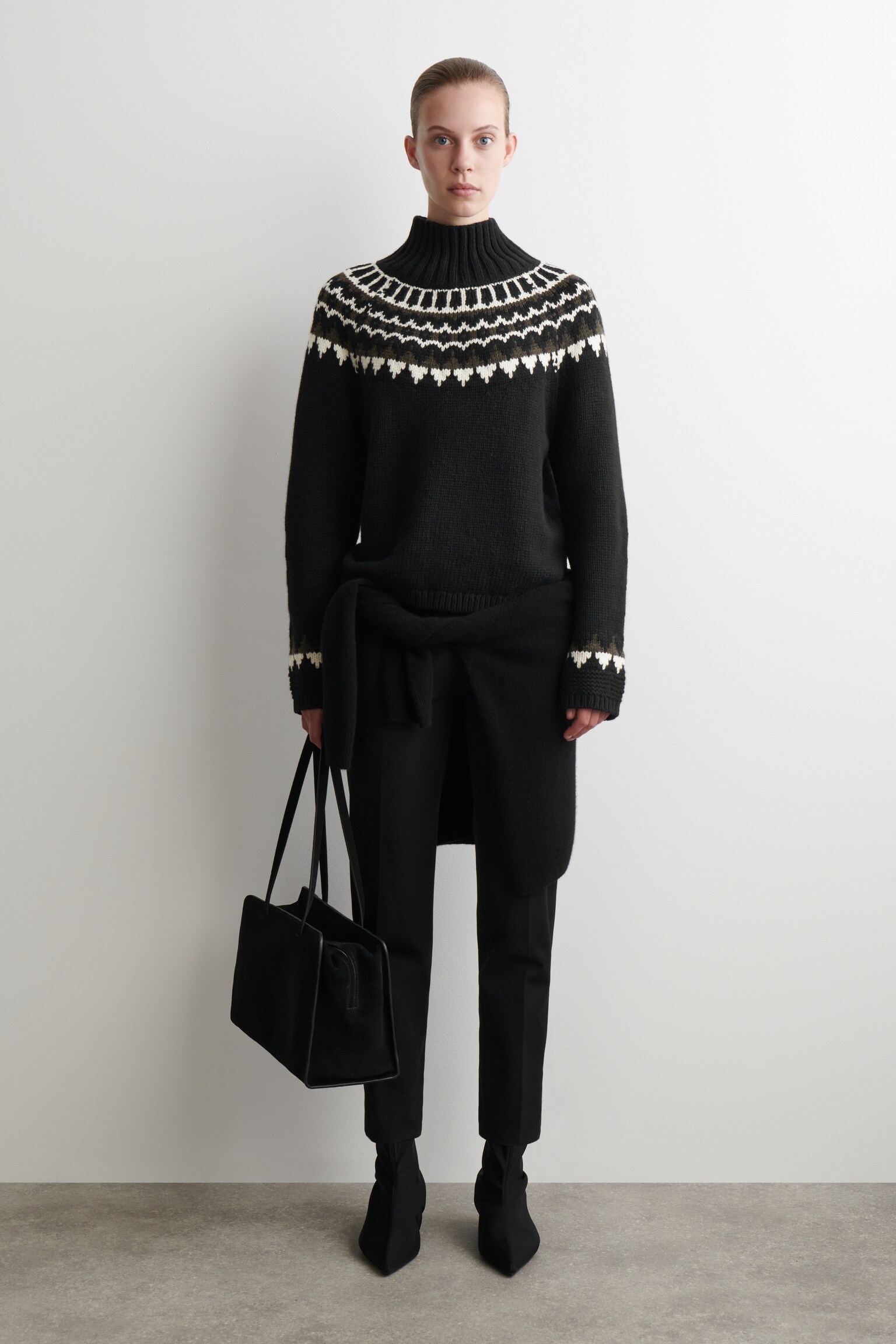 FAIR ISLE WOOL-CASHMERE JUMPER - BLACK / WHITE / BROWN/CREAM / BROWN / PINK - 3