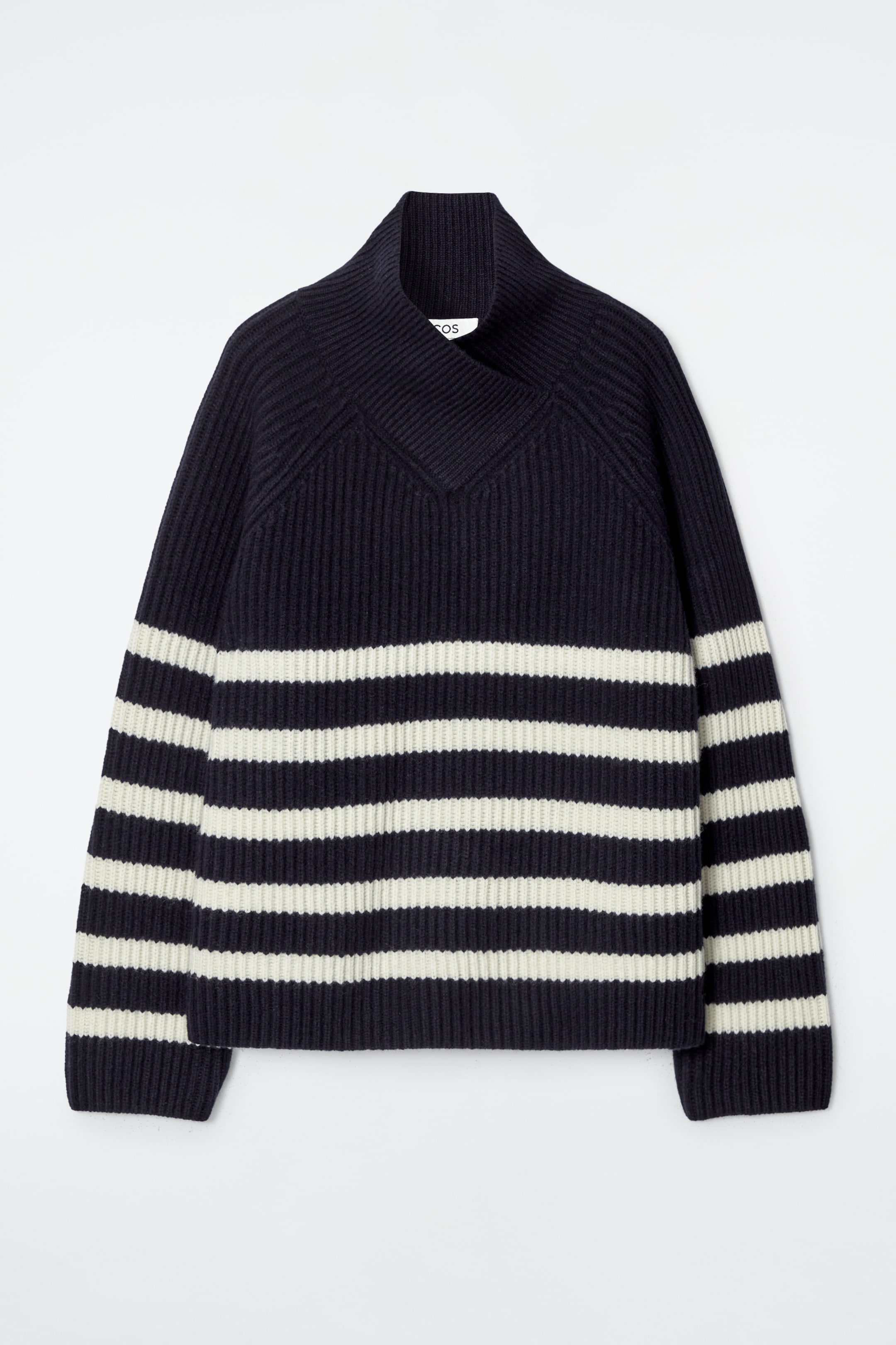 Visualizza immagine più grande: MAGLIONE IN LANA MERINO CON COLLO AVVOLGENTE - BLU NAVY / CREMA - DONNA | H&M IT 6