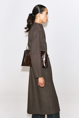 PAVILION SHOULDER BAG - EEL-EFFECT LEATHER — BROWN 2