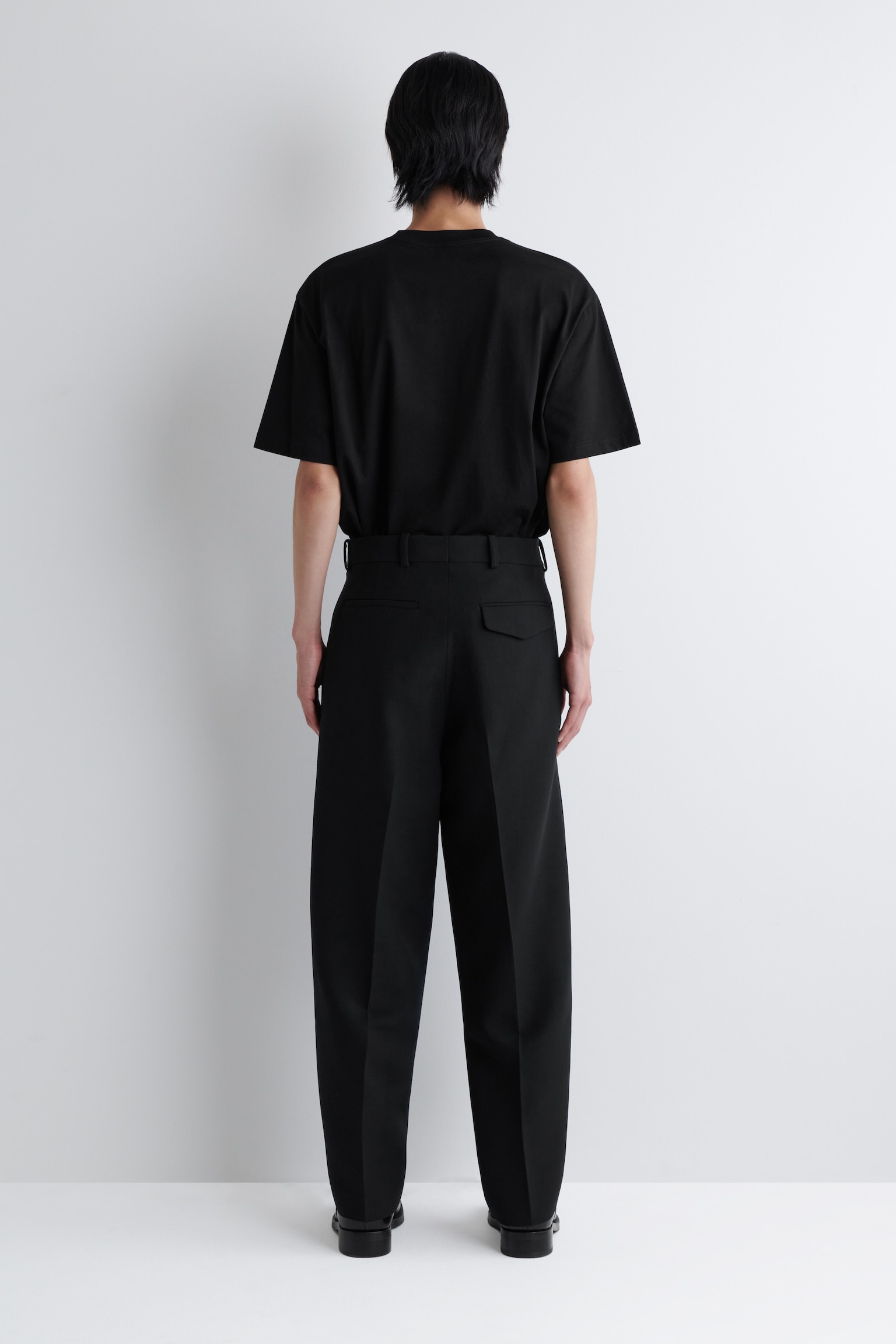 PANTALON DROIT EN LAINE MÉLANGÉE - NOIR/BRUN FONCÉ - 4