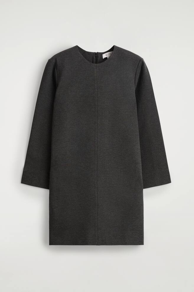 TAILORED JERSEY MINI DRESS - DARK GREY - 1