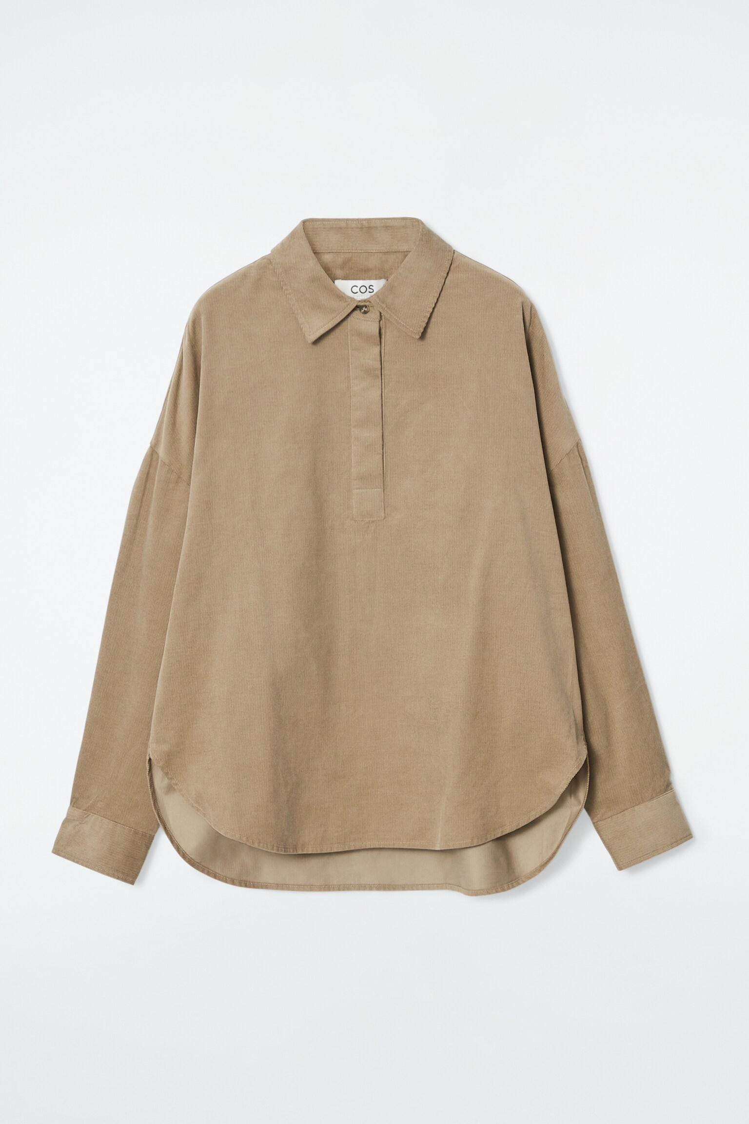 RELAXED CORDUROY HALF-PLACKET SHIRT - BEIGE/BLACK