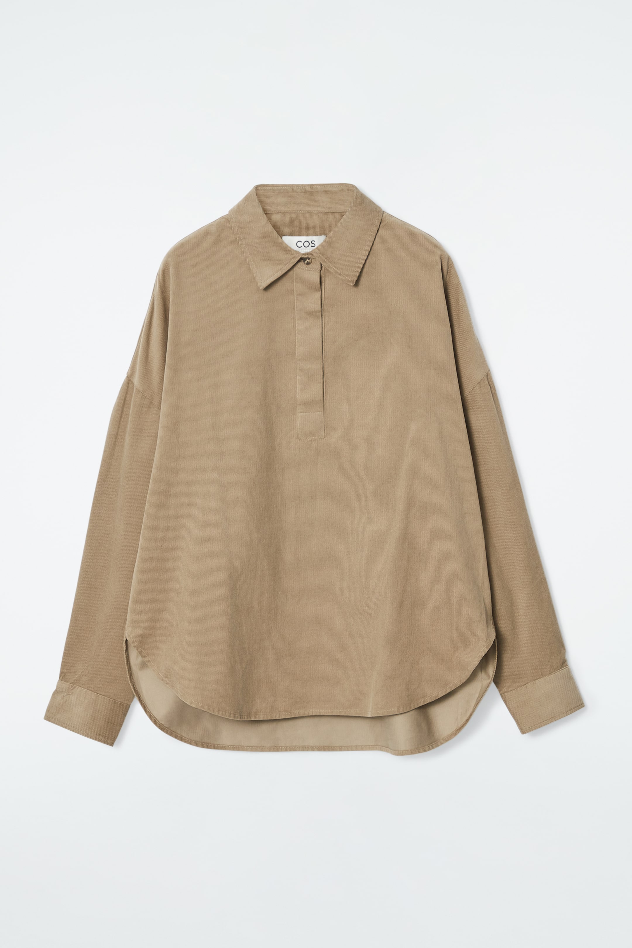 Ingrandisci l'immagine: RELAXED CORDUROY HALF-PLACKET SHIRT - BEIGE - DONNA | H&M CH 1