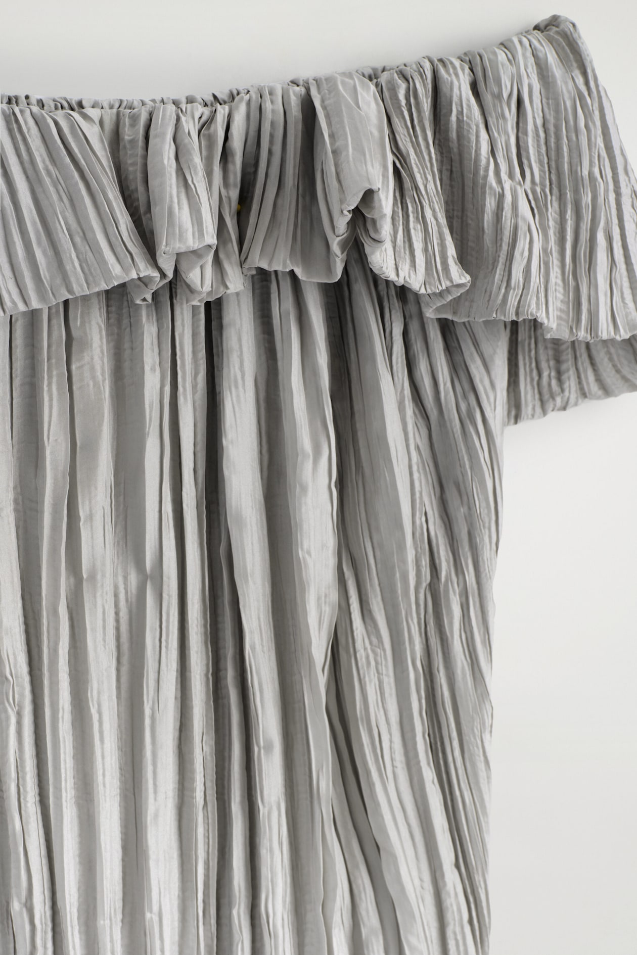 ASYMMETRIC PLEATED SILK GOWN — DOVE GRAY