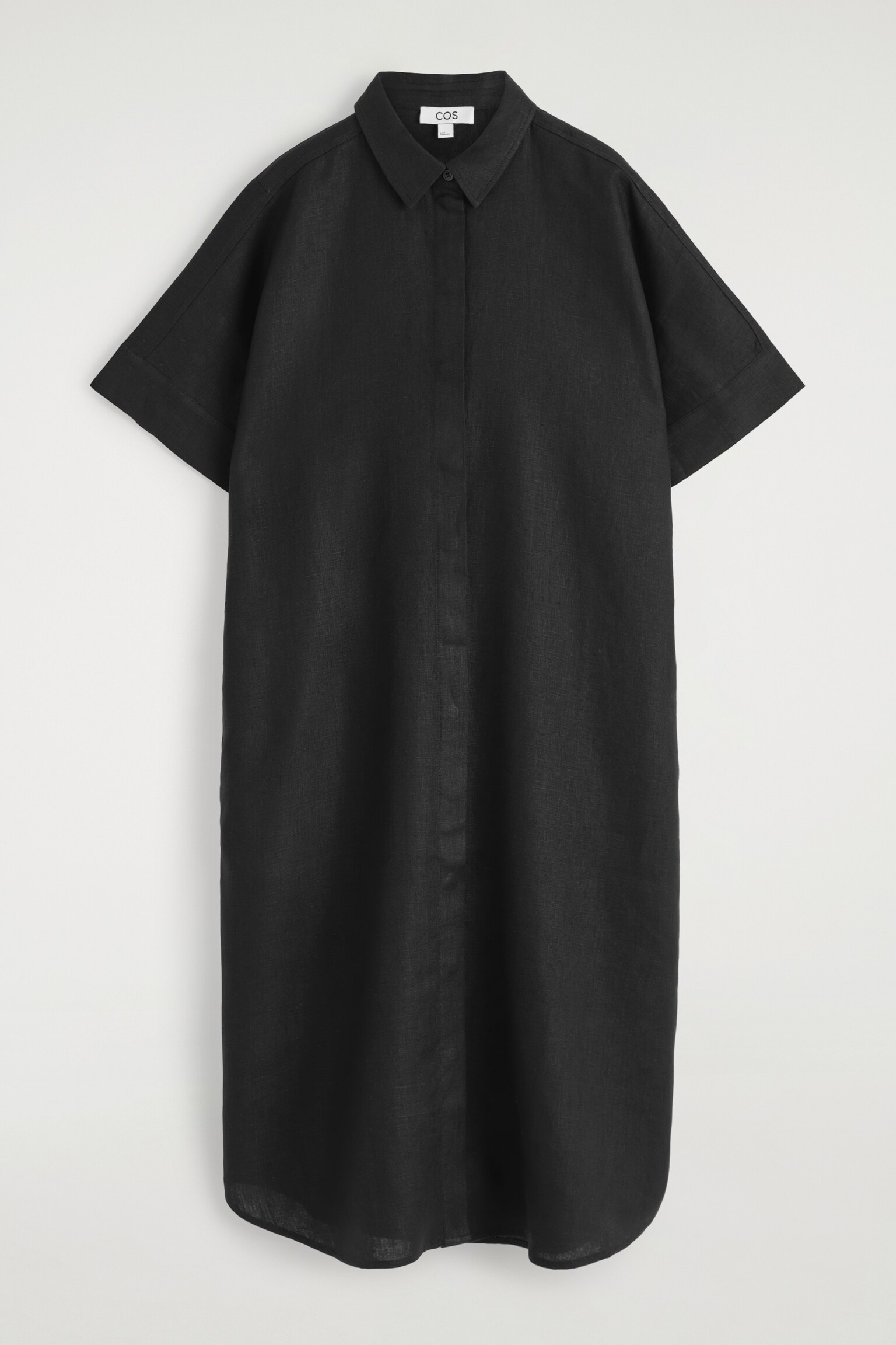 VESTIDO CAMISERO MIDI DE LINO - NEGRO/AZUL - 2