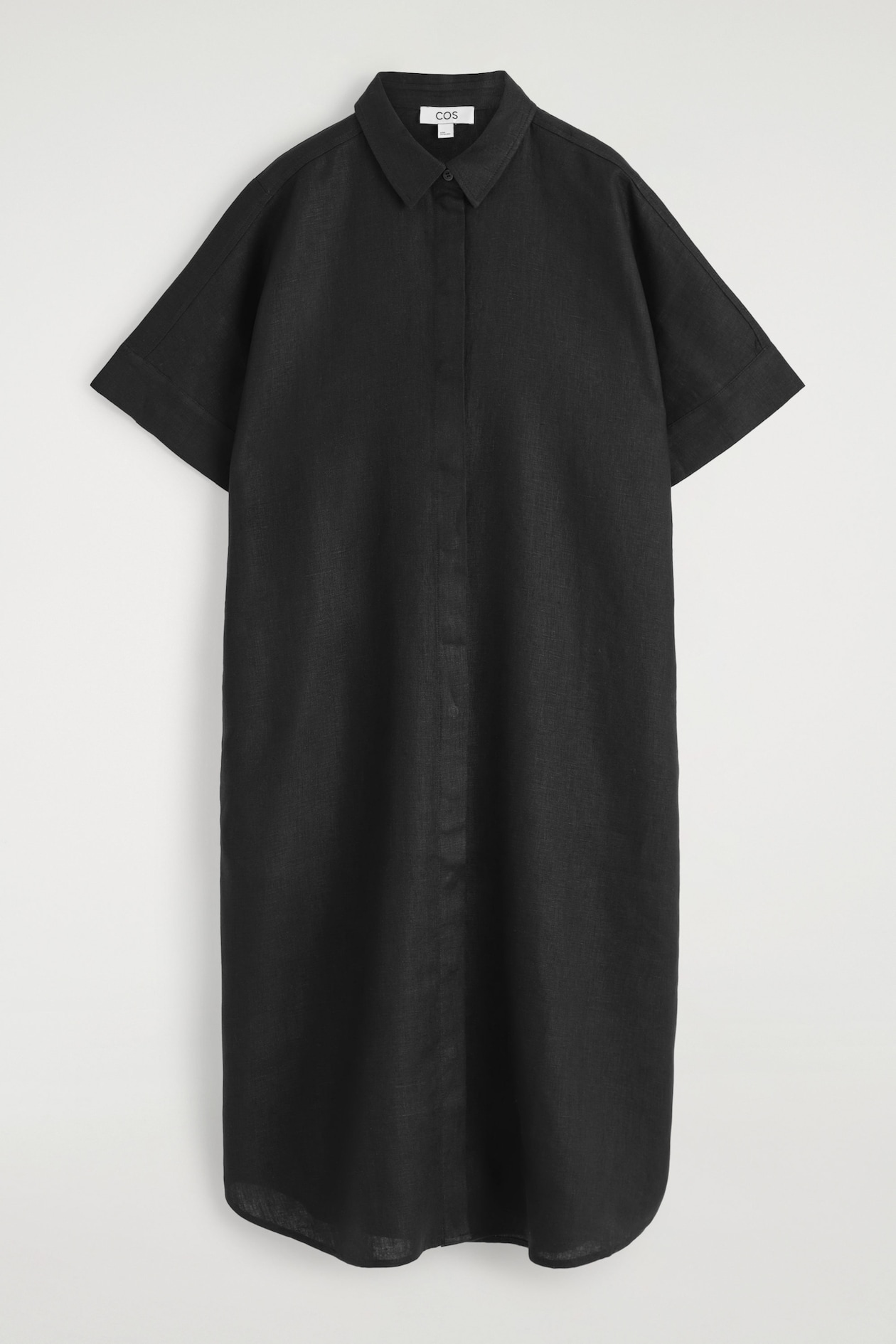 LINEN MIDI SHIRT DRESS - BLACK | COS US