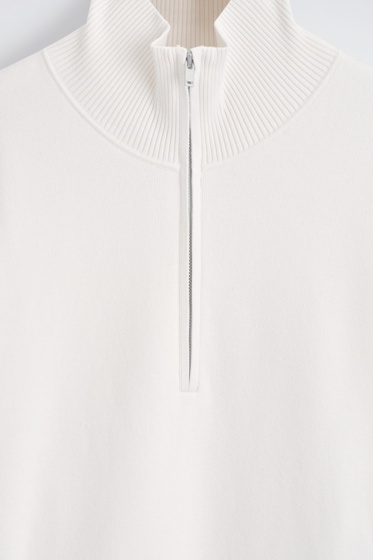 DOUBLE-FACED KNITTED HALF-ZIP JUMPER — WHITE