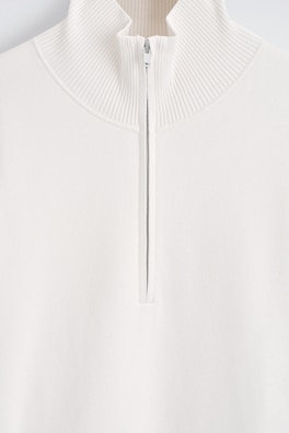 DOUBLE-FACED KNITTED HALF-ZIP JUMPER — WHITE 6