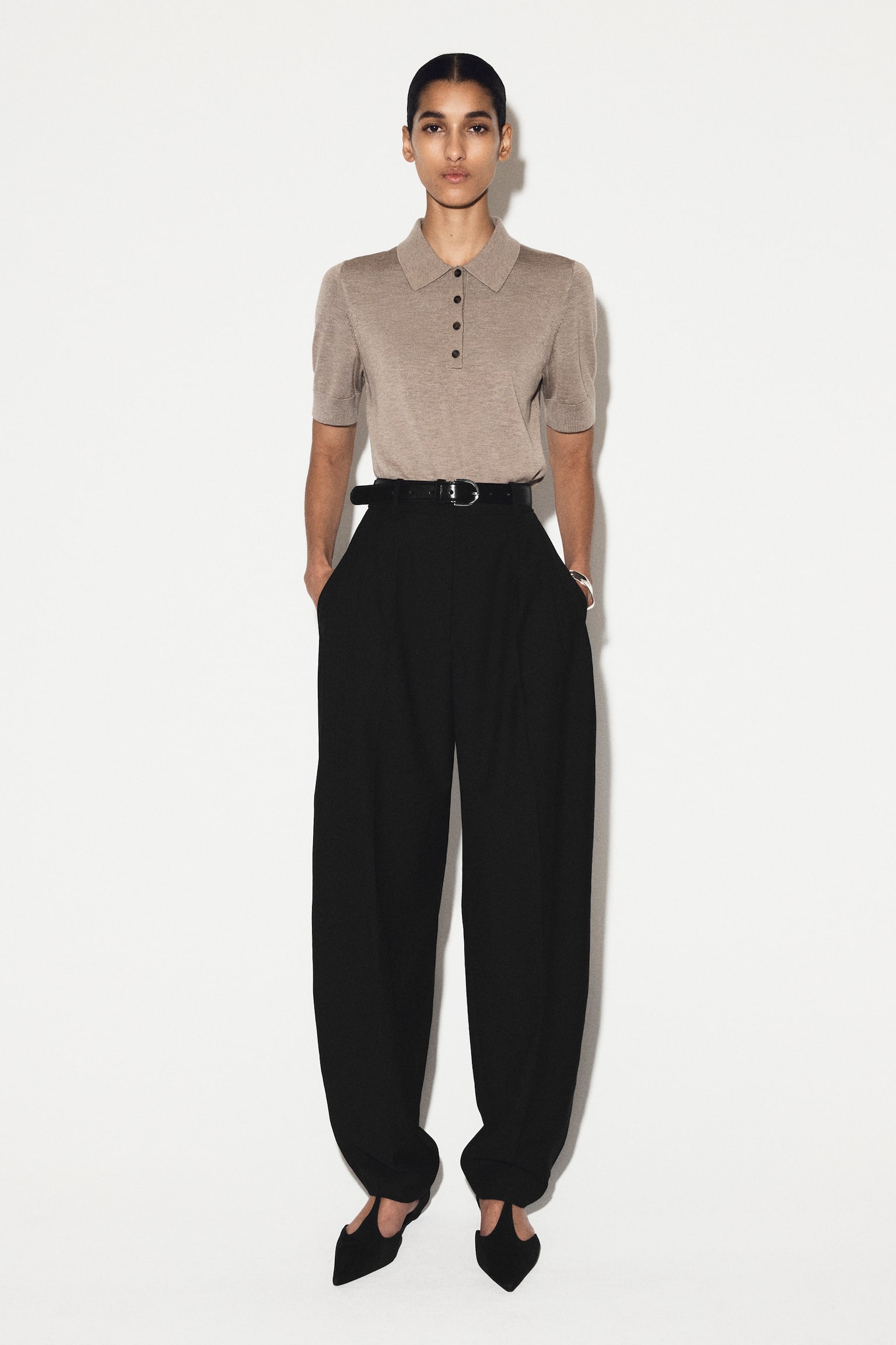 FIGURNÄRA PIKÉTRÖJA I ULLBLANDNING - BEIGE-MELERAD/MÖRKBRUN/FLERA FÄRGER/BLÅ/BRUN/BLÅ - 7