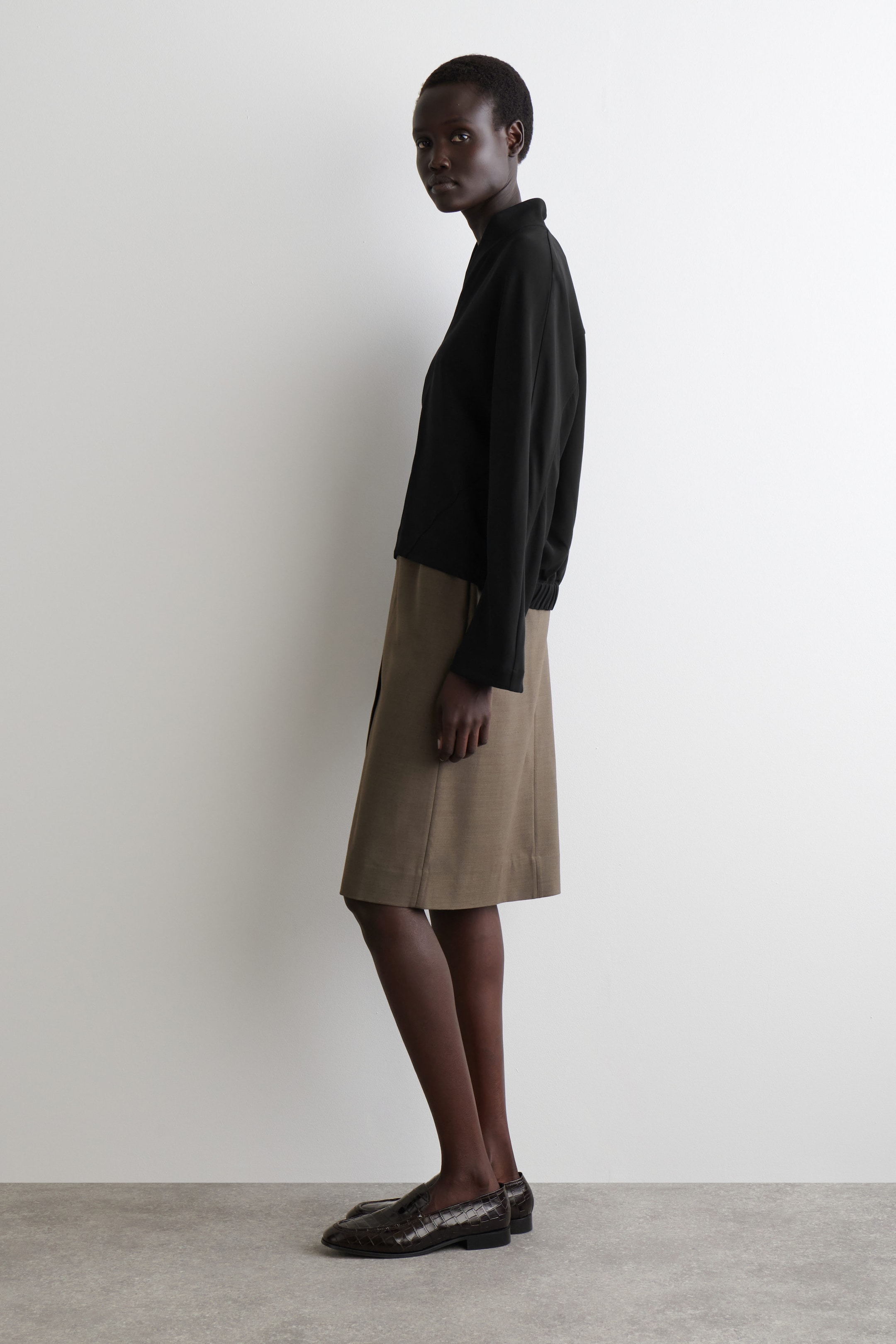 DRAPED-COLLAR BLOUSE