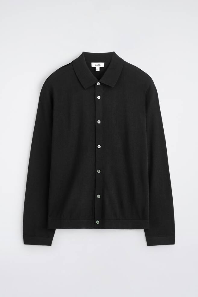 KNITTED MERINO WOOL SHIRT - BLACK/CHARCOAL - 1