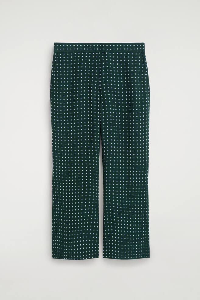 GEOMETRIC-PRINT CROPPED FLARED TROUSERS - GREEN / PRINTED - 1