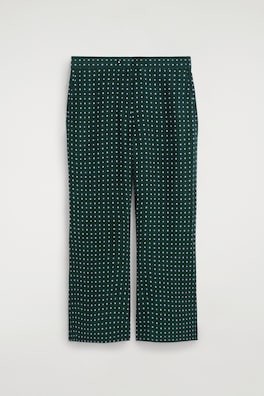 GEOMETRIC-PRINT CROPPED FLARED PANTS — GREEN / PRINTED 7