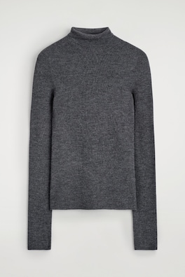 SEAMLESS MERINO WOOL TURTLENECK LONG-SLEEVED TOP — CHARCOAL MÉLANGE 8