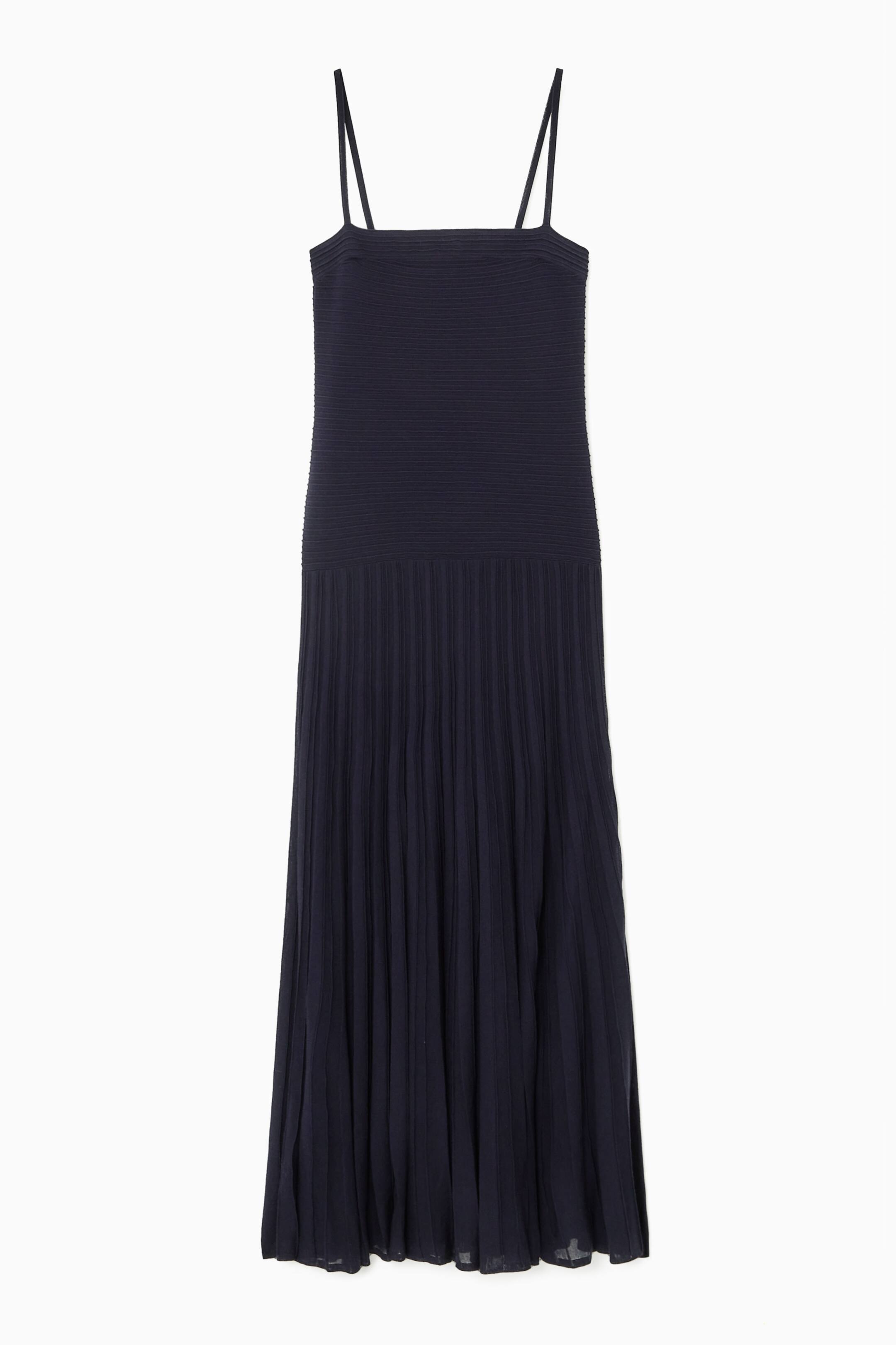 View larger image: PLEATED KNITTED MAXI DRESS - NAVY BLUE - Ladies | H&M GB 1