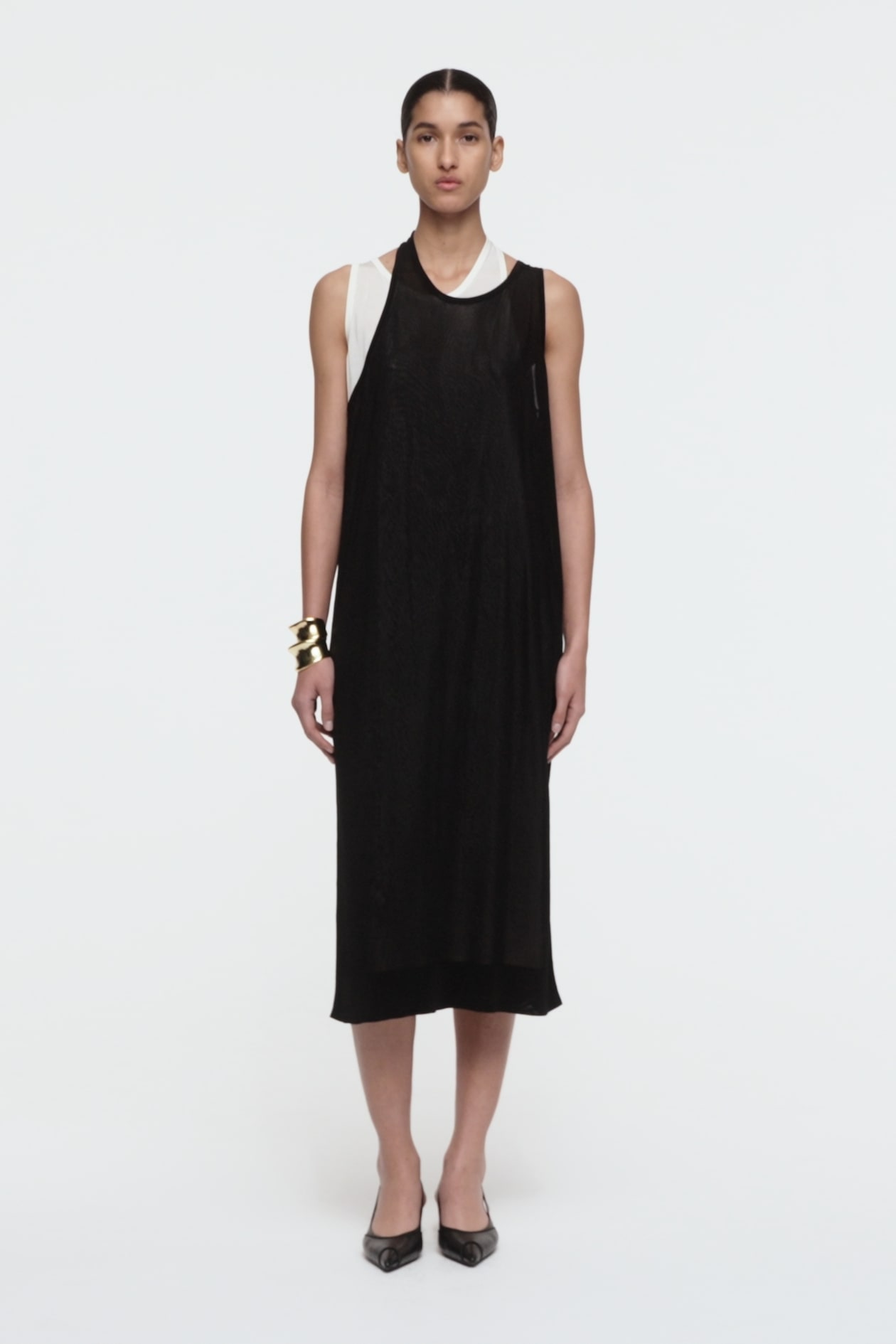 LAYERED KNITTED MIDI DRESS