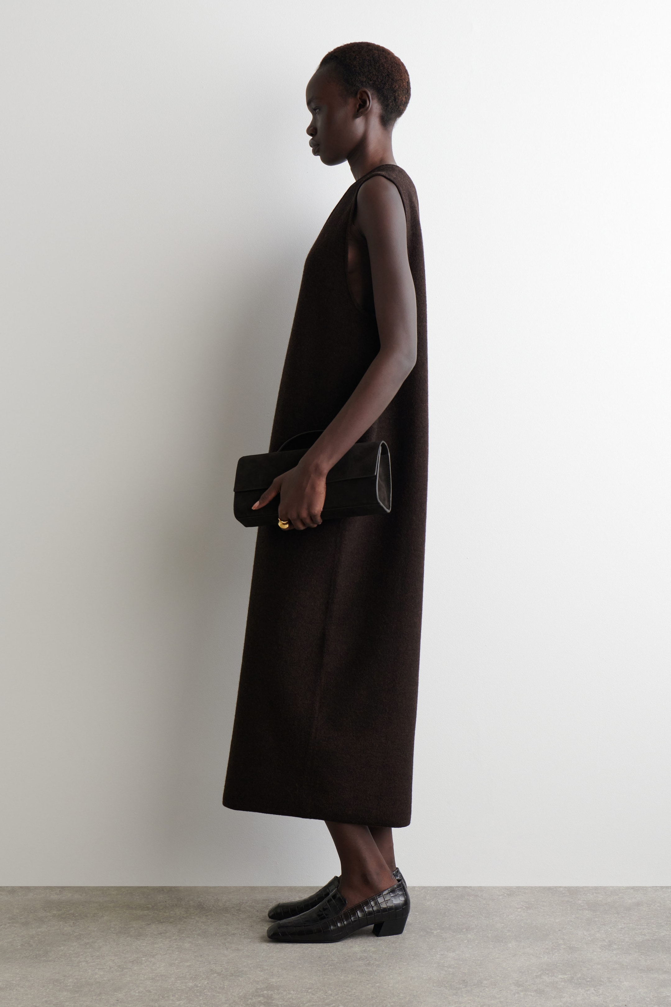BOILED-WOOL MIDI DRESS