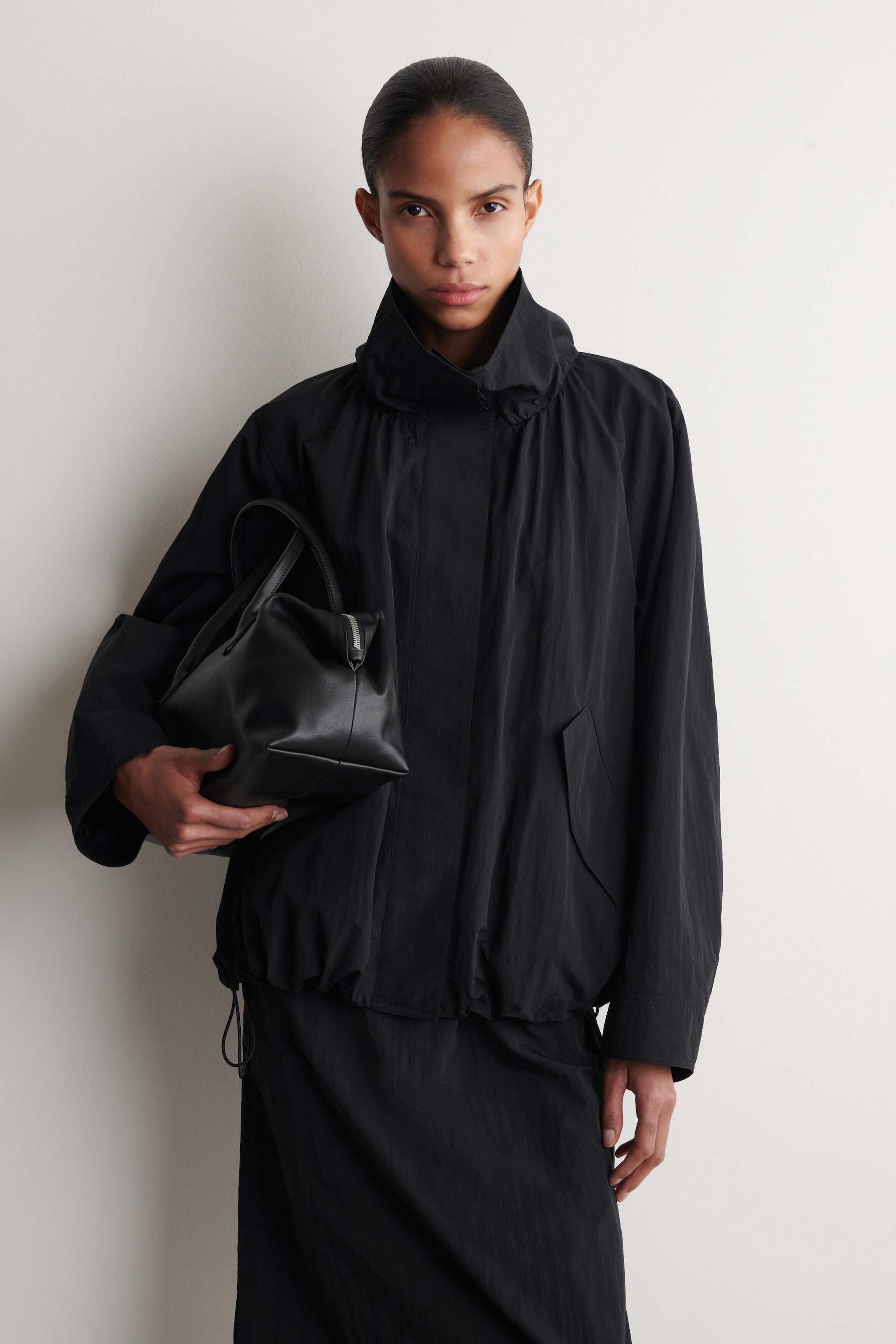 NYLON FUNNEL-NECK JACKET