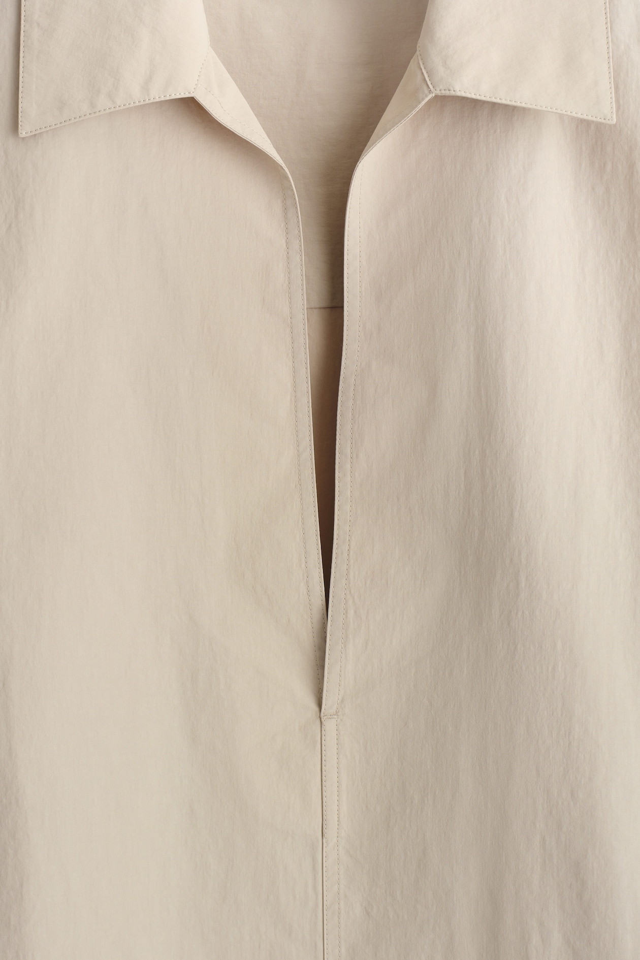 TAILORED OPEN-COLLAR NYLON SHIRT — BISCUIT