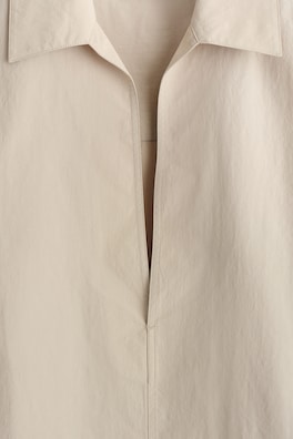 TAILORED OPEN-COLLAR NYLON SHIRT — BISCUIT 8