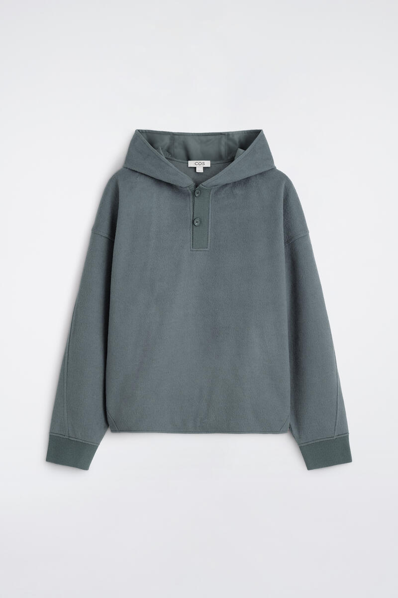 brushed Jersey Henley Hoodie
