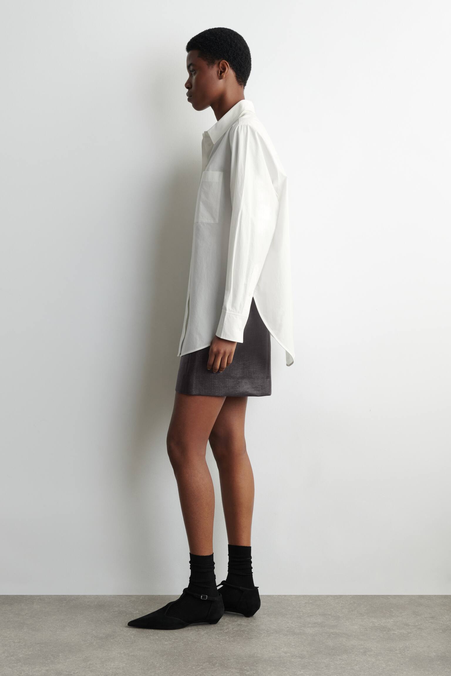 ELEGANTES HEMD AUS PIMA-BAUMWOLLE - WEISS/DUNKELBRAUN/WEISS - 5