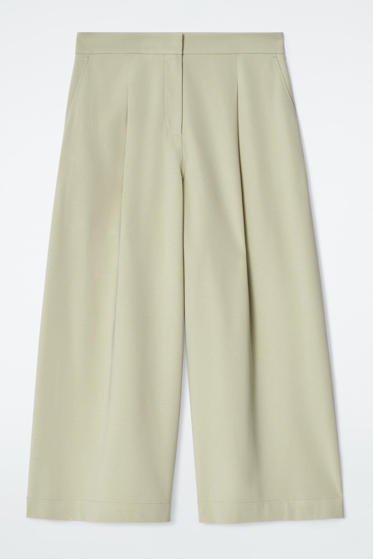 PANTALONI CROPPED A GAMBA LARGA - VERDE CHIARO/BLU NAVY - 2