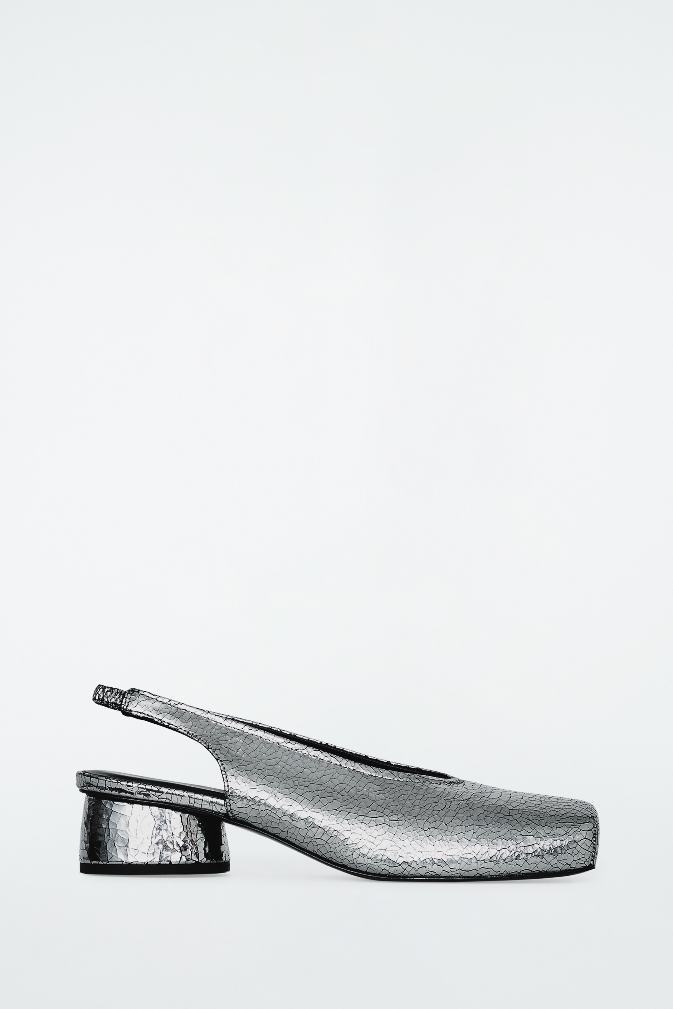 Ingrandisci l'immagine: SQUARE-TOE LEATHER HEELED BALLET PUMPS - SILVER - DONNA | H&M CH 1
