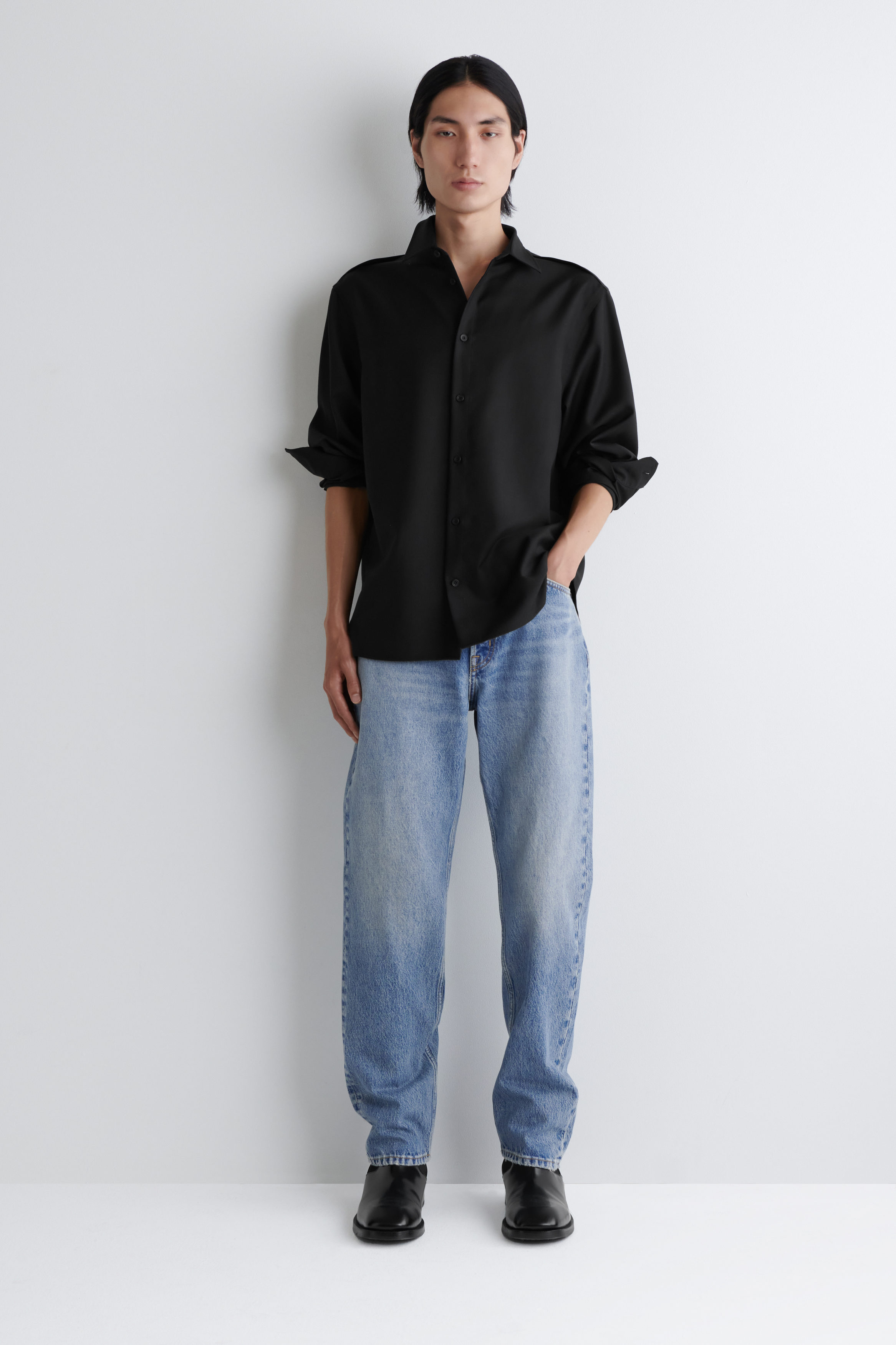 MERINO WOOL SHIRT - BLACK | COS