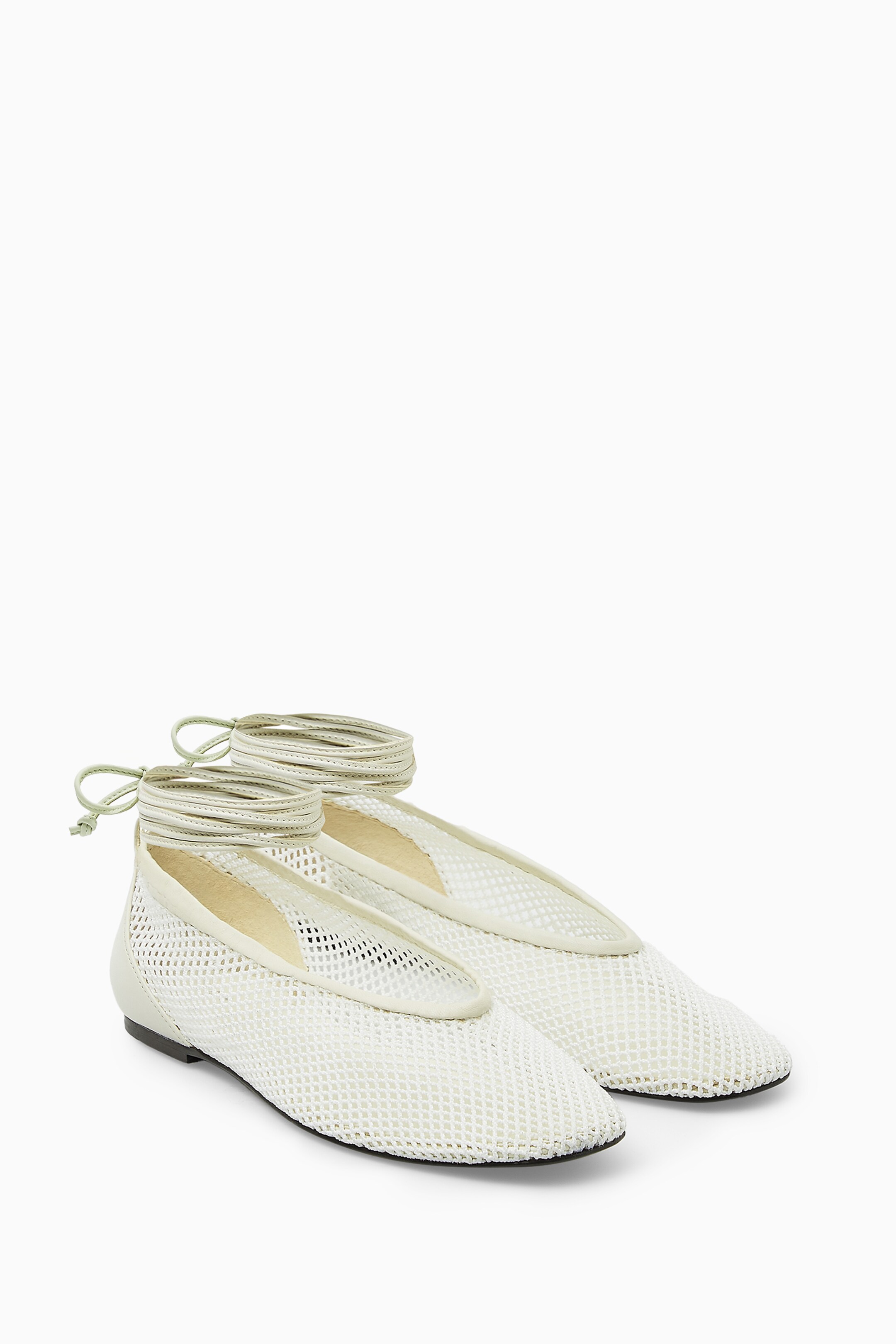 View larger image: LEATHER-TRIMMED MESH BALLET FLATS - WHITE - Ladies | H&M GB 2